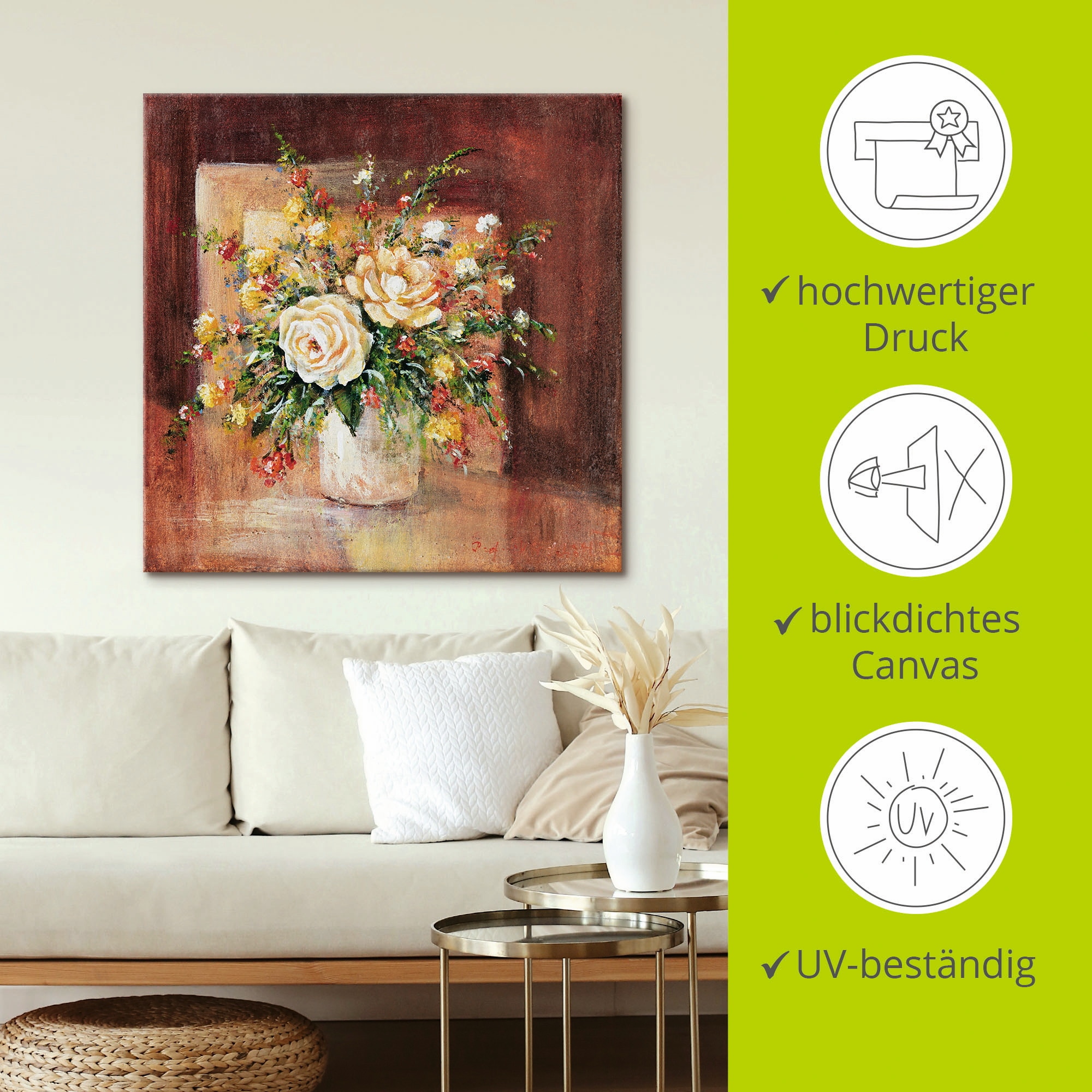 Artland Wandbild »Spanische Blumen II«, Blumen, (1 St.), als Leinwandbild, Wandaufkleber in verschied. Grössen