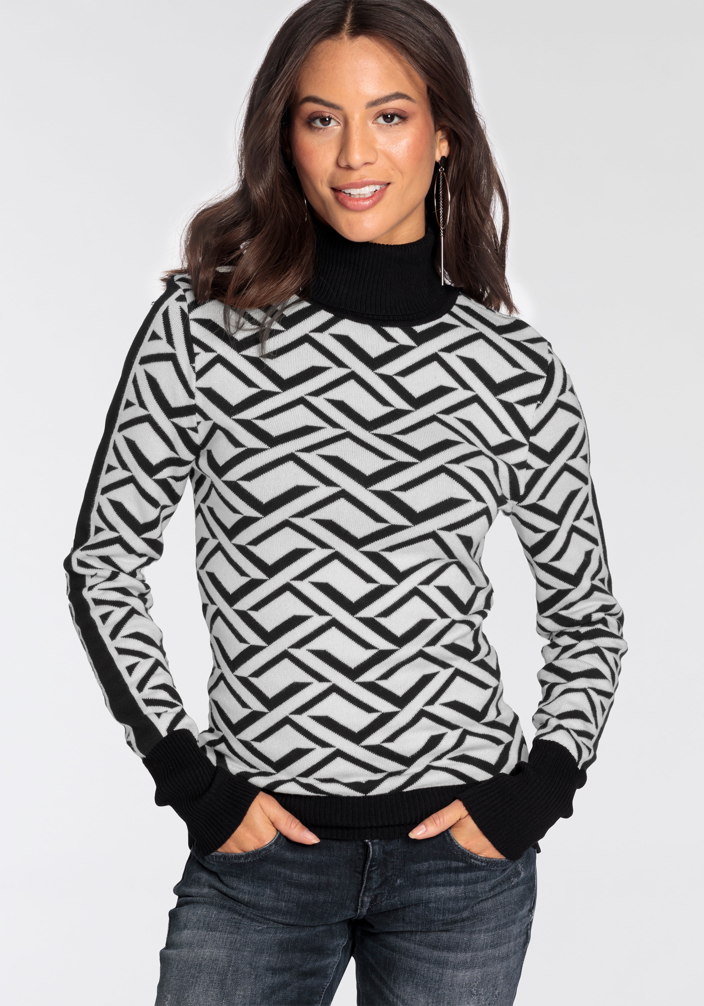 Melrose Rollkragenpullover, mit Jacquard-Muster