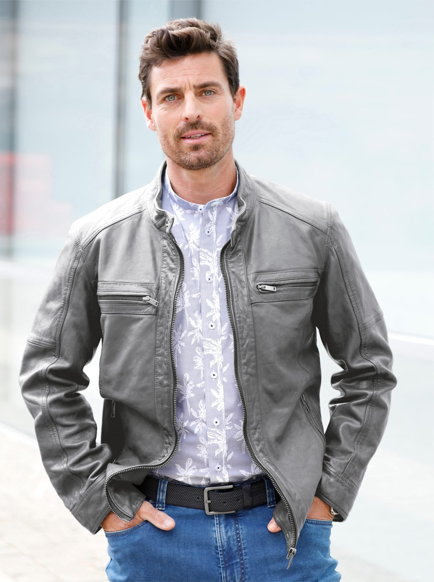 Marco Donati Lederjacke ohne Kapuze