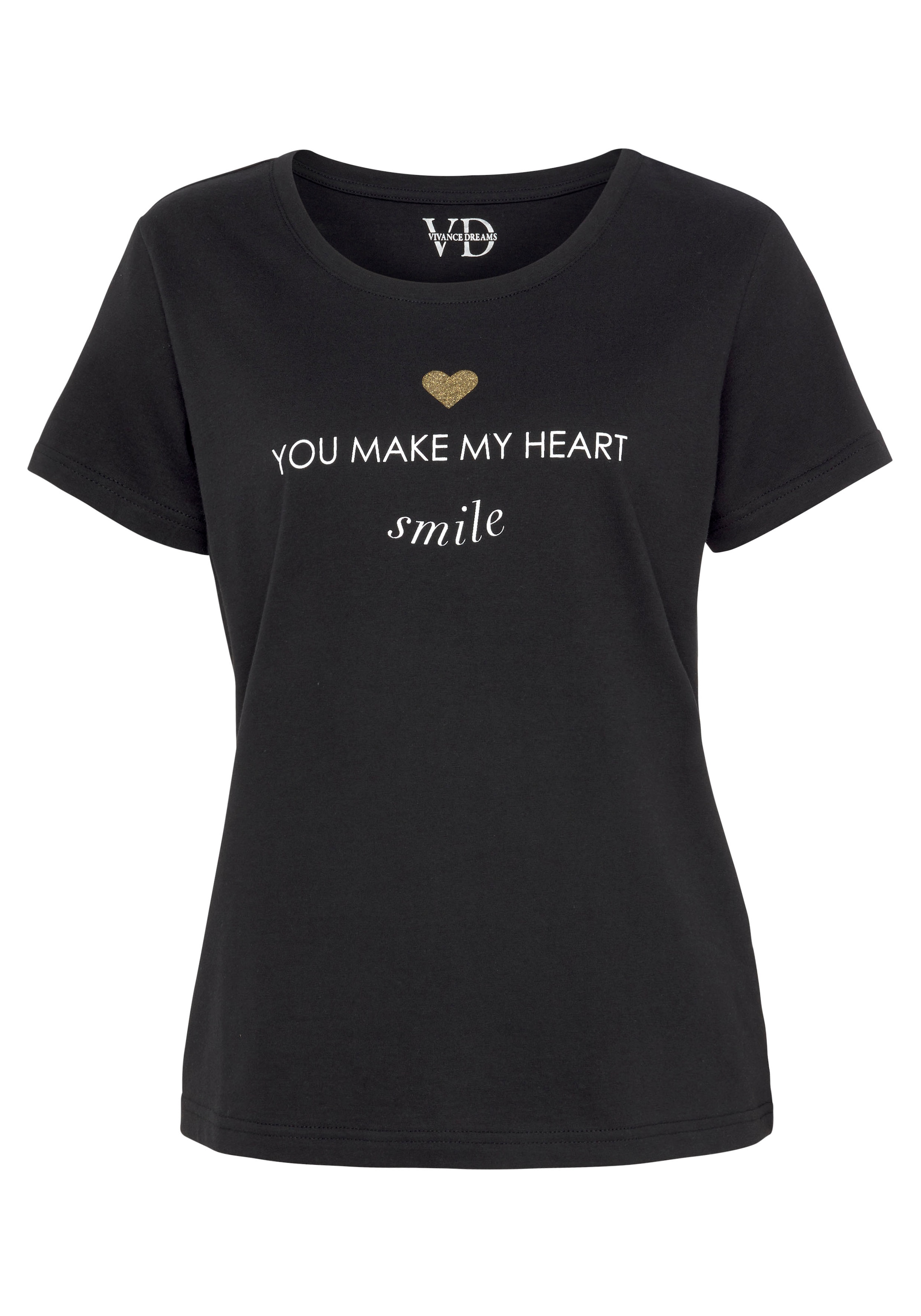 Vivance Dreams Pyjamaoberteil, mit Foliendruck