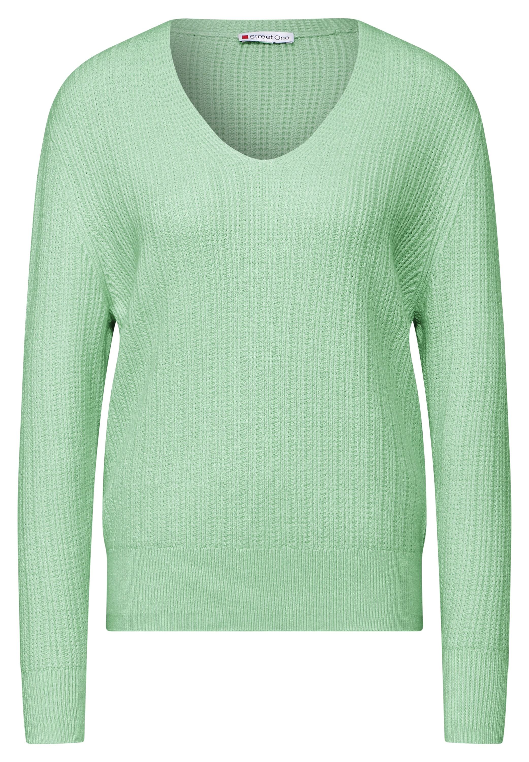 STREET ONE V-Ausschnitt-Pullover, mit Rippstruktur