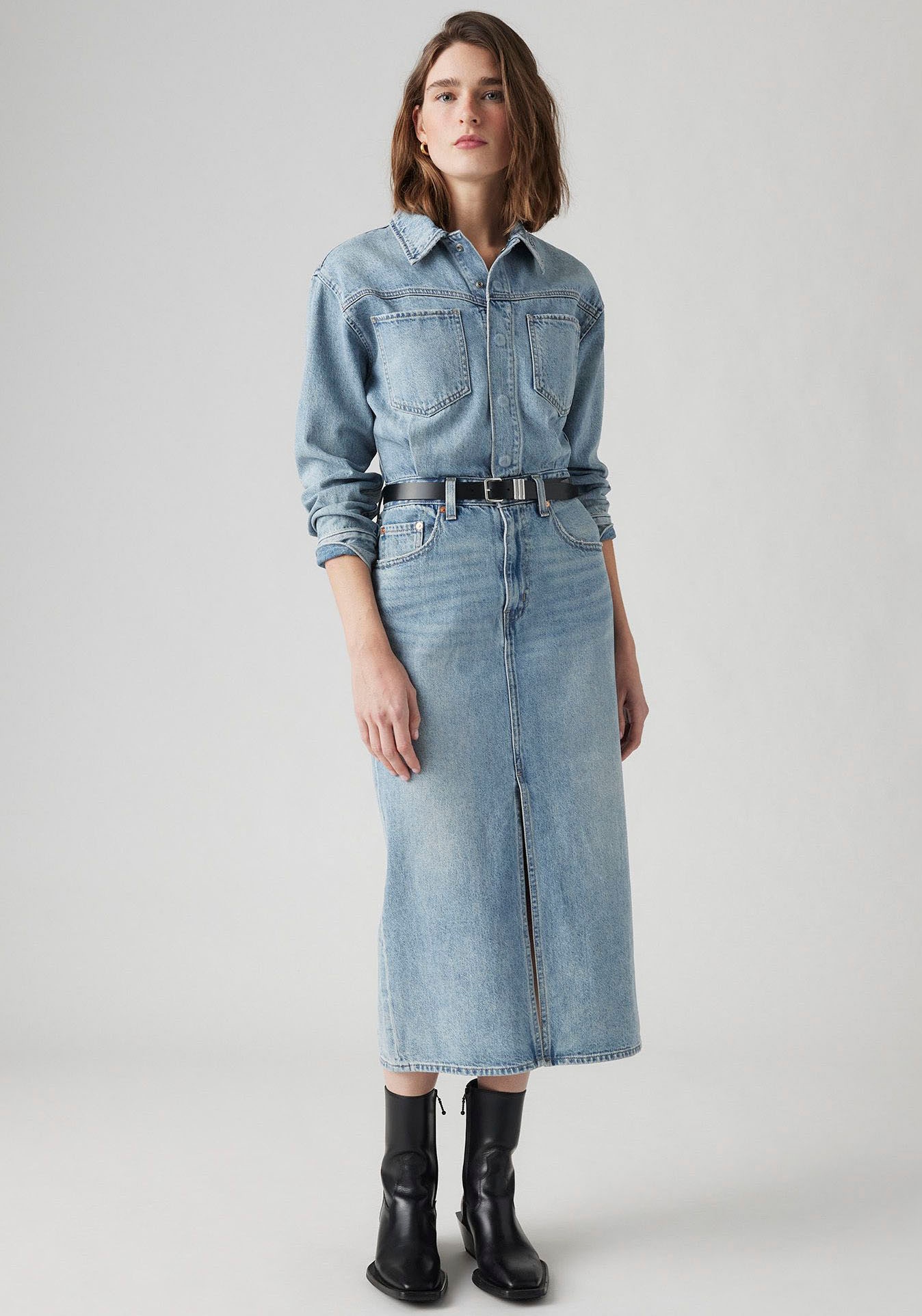 Levi's® Jeanskleid »WESTERN DENIM MID« Denim-Midi-Hemdkleid