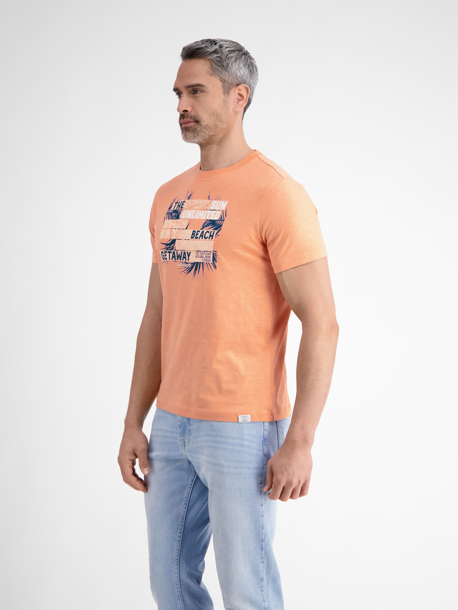 LERROS T-Shirt »LERROS Herren T-Shirt mit sommerlichem Brustprint«