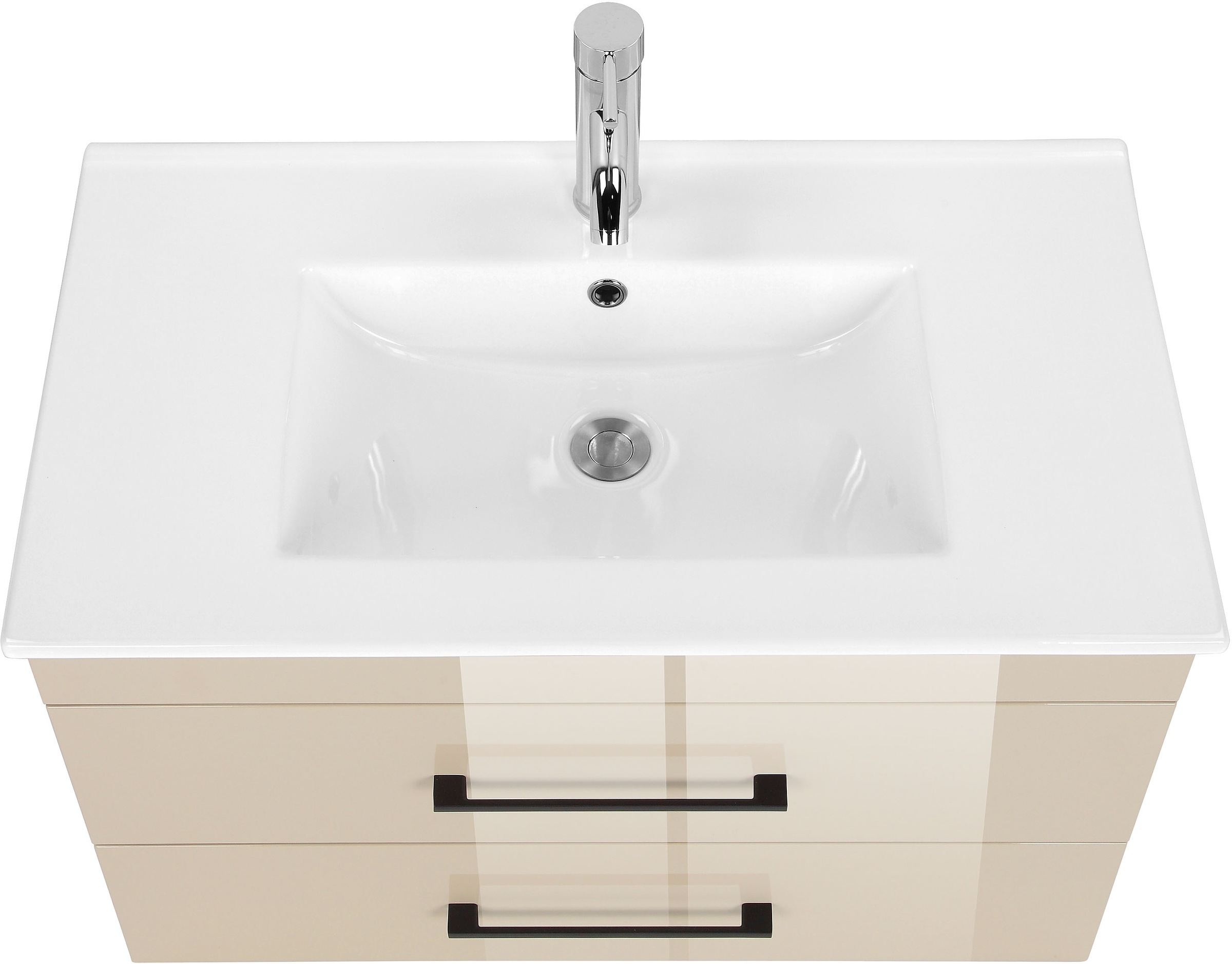 welltime Waschtisch »Florenz Badmöbel Badschrank mit Waschbecken«, Waschplatz mit 2 Auszügen und Softclose Breite 80cm
