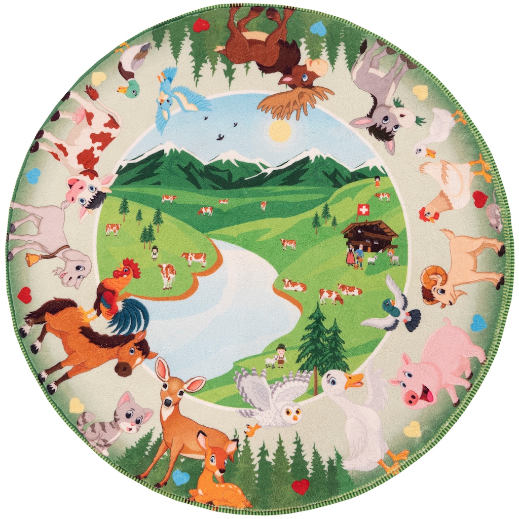 Obsession Kinderteppich »My Juno 476«, rund, Spielteppich, Motiv Tiere, Kinderzimmer