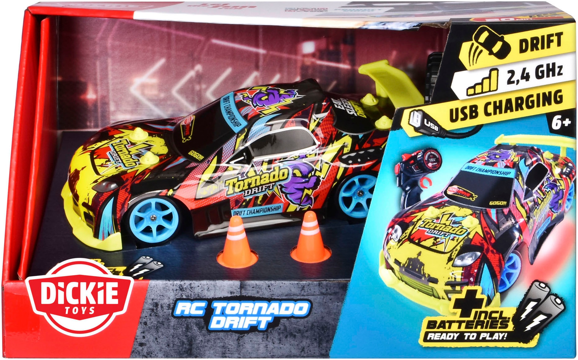 Dickie Toys RC-Auto »RC Tornado Drift, 2,4 GHz«, mit Beleuchtung und Allradantrieb