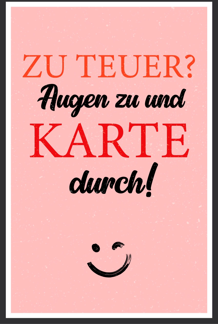 queence Metallbild »Karte durch«, Schriftzüge-Schriftzug, (1 St.), Stahlschilder