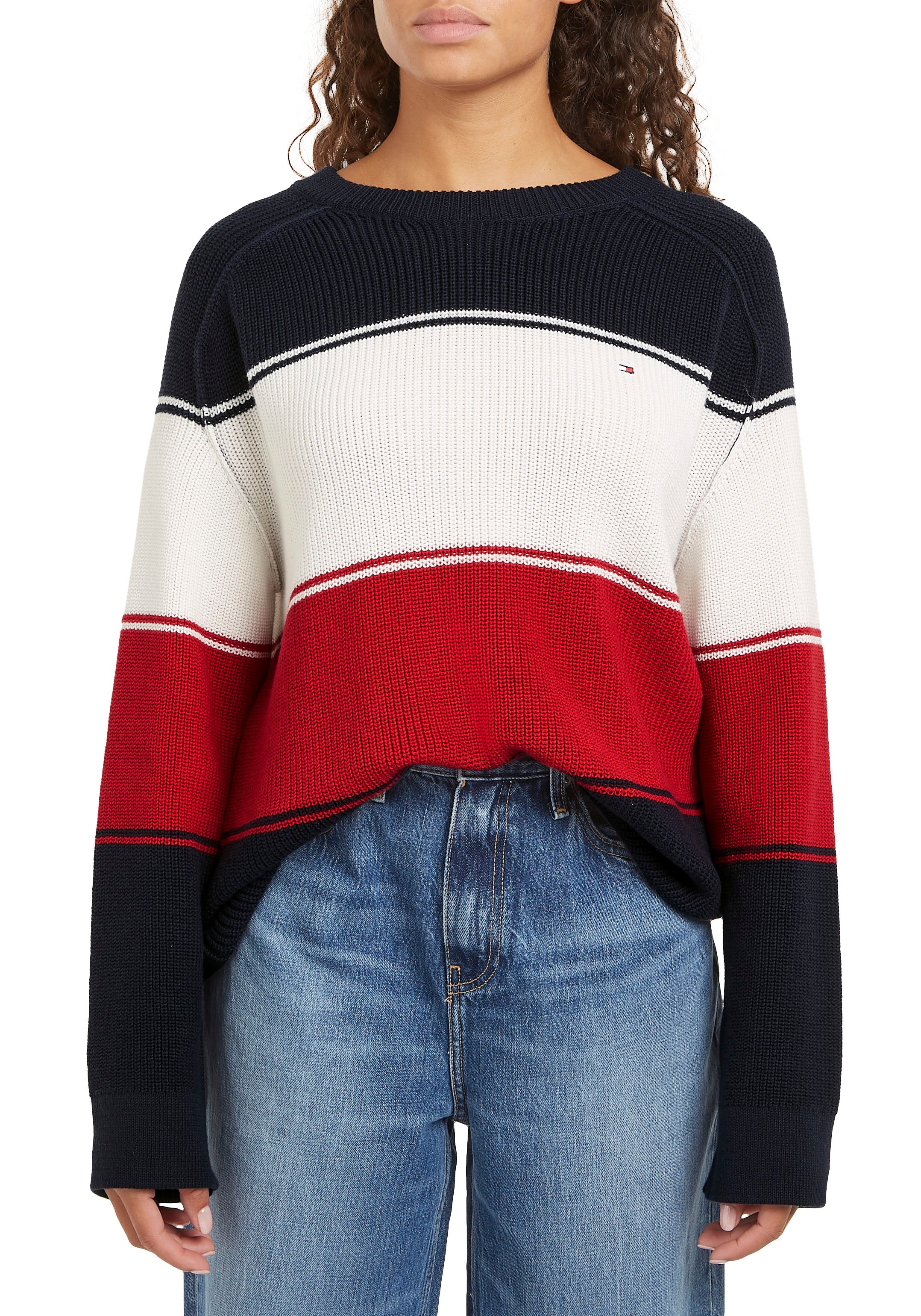 Tommy Hilfiger Rundhalspullover, mit Logostickerei