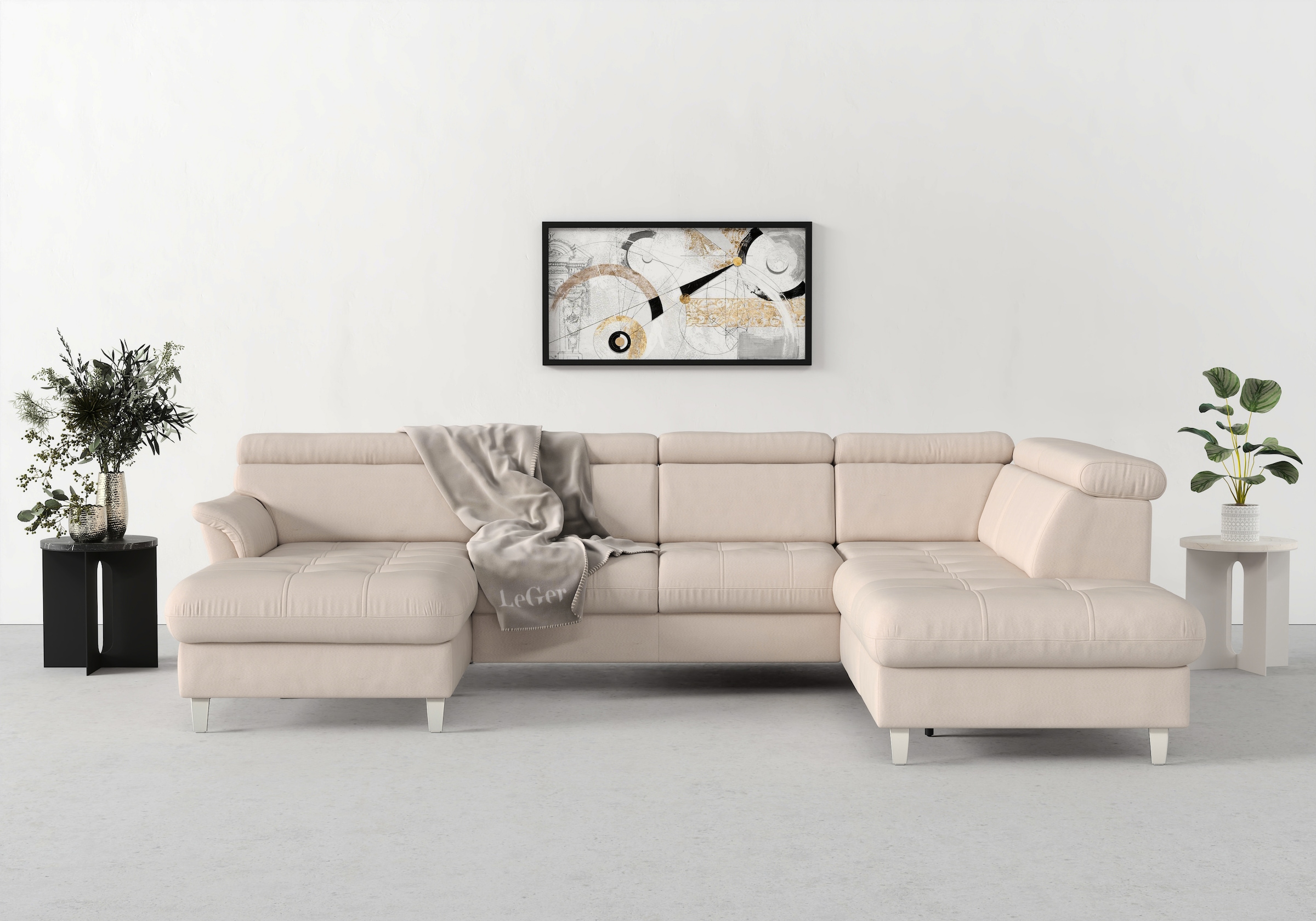 sit&more Wohnlandschaft "Marano U-Form" inklusive Kopfteilverstellung, wahlweise mit Bettfunktion, Bettkasten