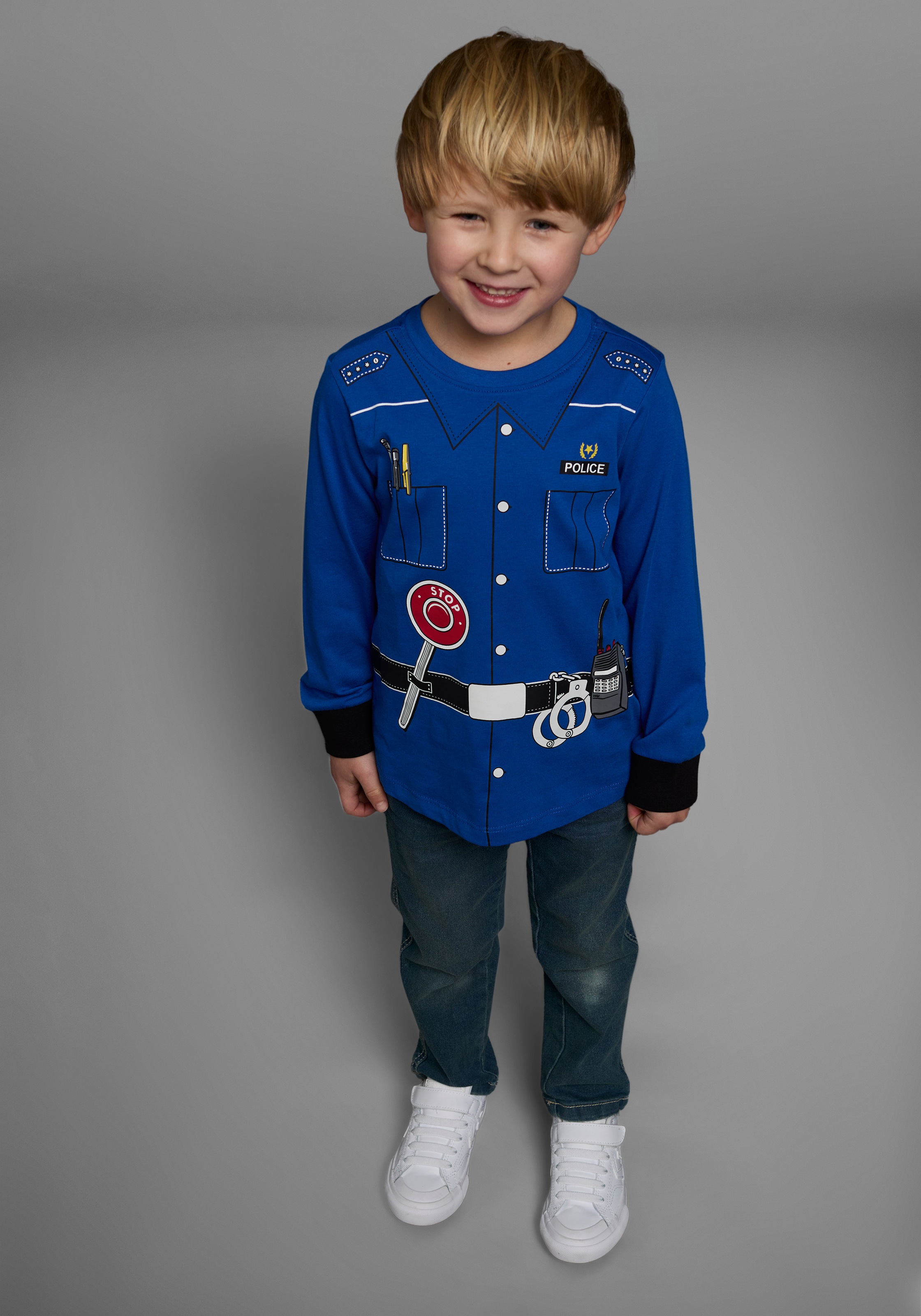 KIDSWORLD Langarmshirt »POLIZEI«, Langarm, Basic-Passform, bedruckt, Rundhalsausschnitt