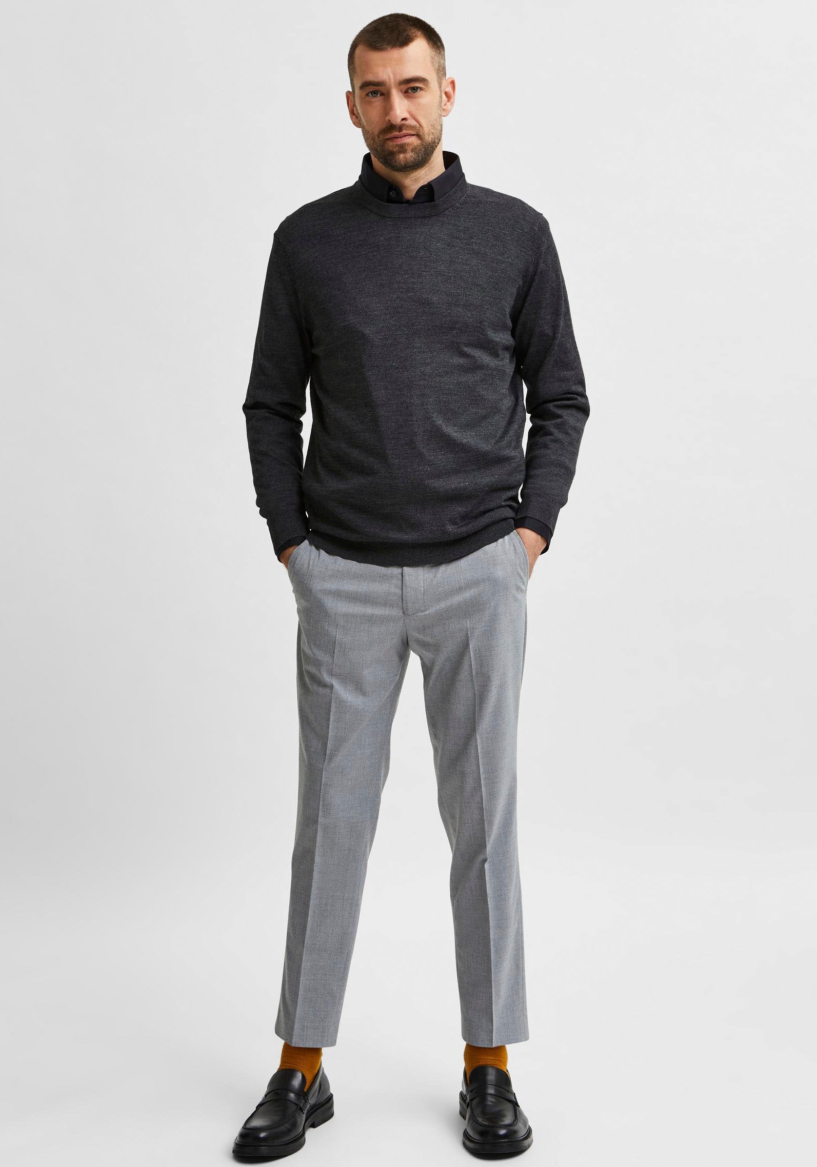SELECTED HOMME Rundhalspullover »OWN MERINO COOLMAX KNIT«