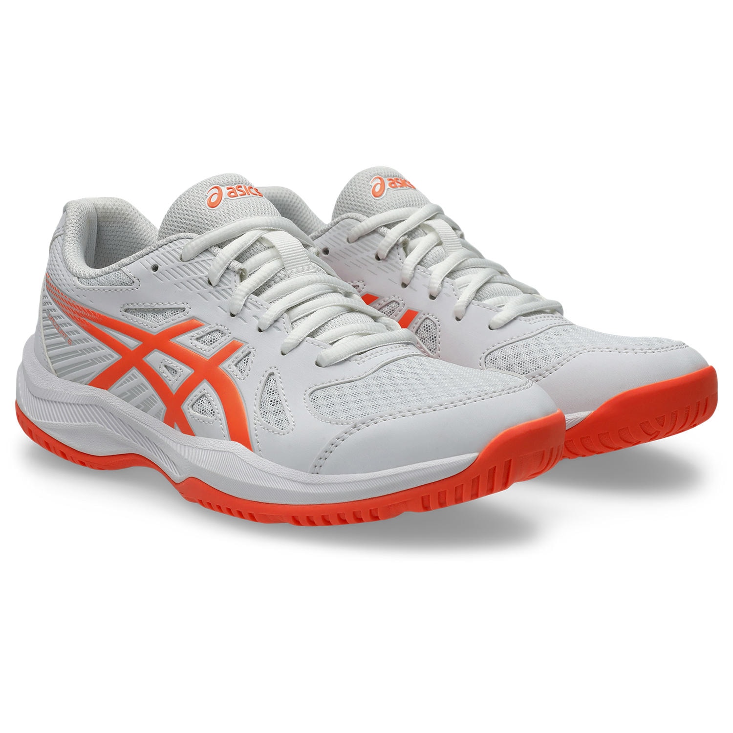 Asics, Unisex, Hallenschuh »UPCOURT 6« besonders geeignet für Handball und Volleyball, weiß, vivid coral, 37,5, Bequemer Hallenschuh von Asics