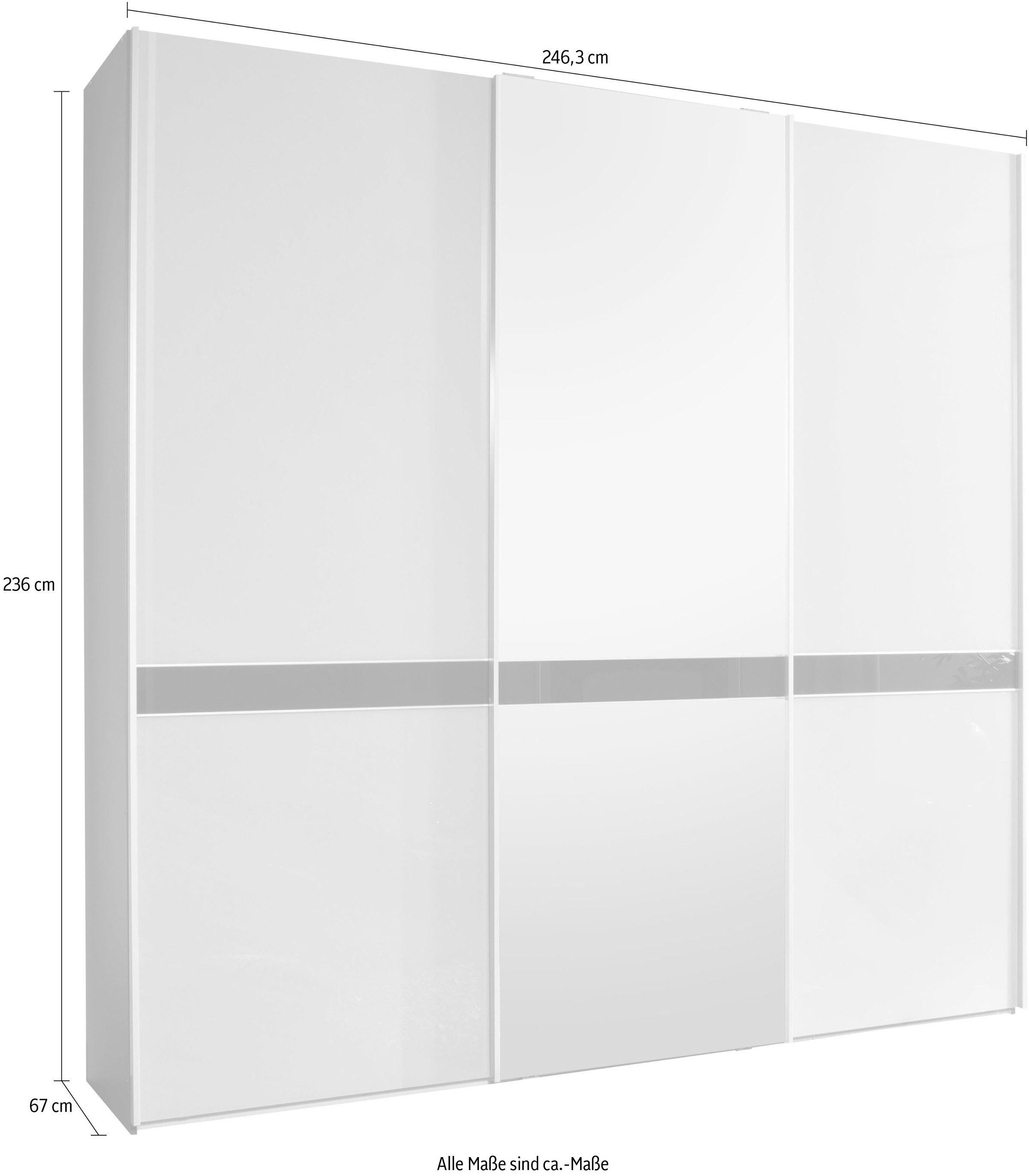 WIEMANN Schwebetürenschrank »Rialto«, hochwertige Glas- und Spiegelfront mit Querriegel