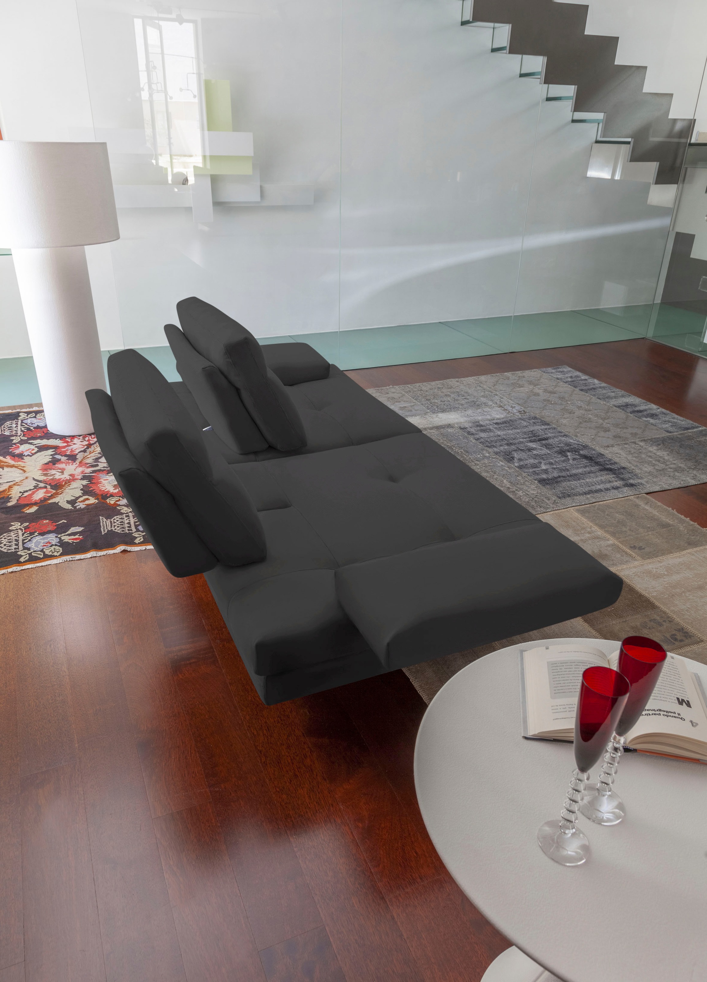 CALIA ITALIA 3,5-Sitzer »Toby Wing, italienisches Designsofa, super bequem, Megasofa«, inkl. Sitztiefenverstellung und Armteilfunktion, Füsse in Schwarz matt