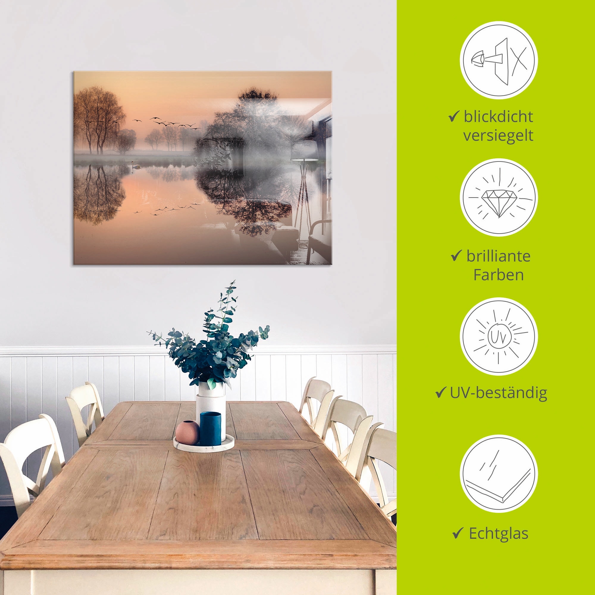 Artland Glasbild »Früh morgens am See....«, Gewässer, (1 St.), in verschiedenen Grössen
