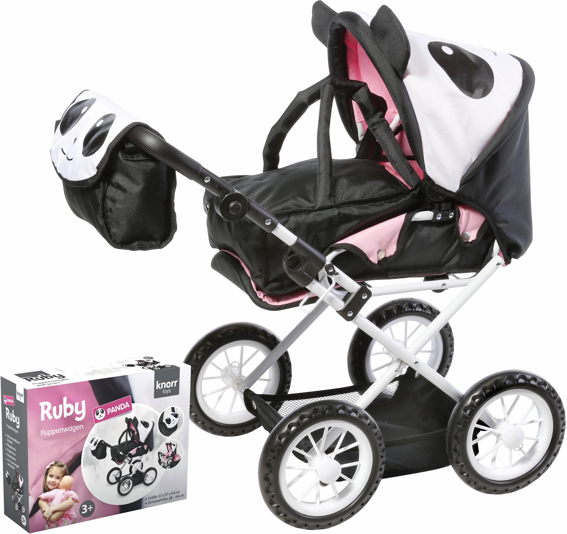 Knorrtoys® Kombi-Puppenwagen »Ruby - Panda«, mit Wickeltasche