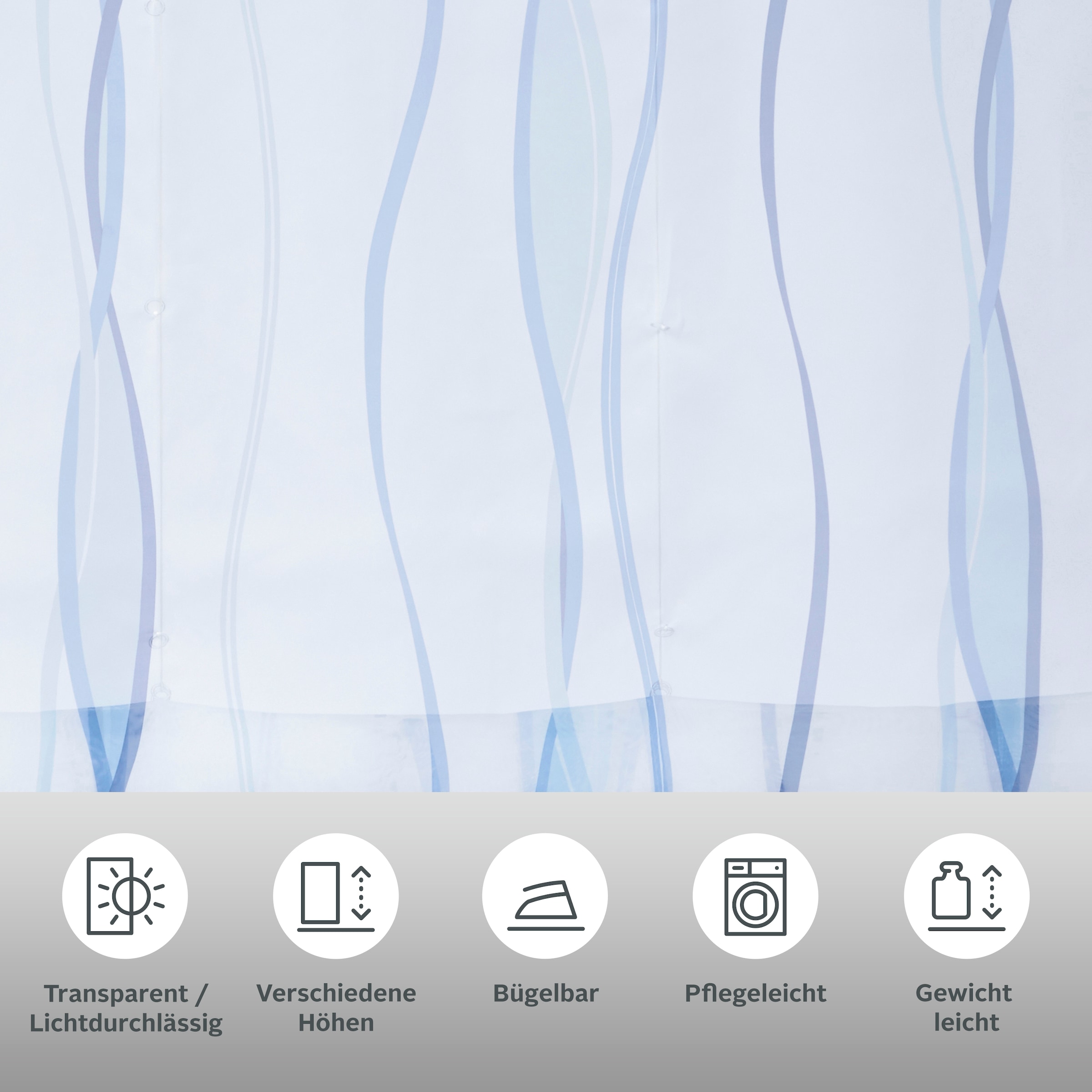 my home Raffrollo »Dimona«, mit Schlaufen, Transparent, Voile, Polyester