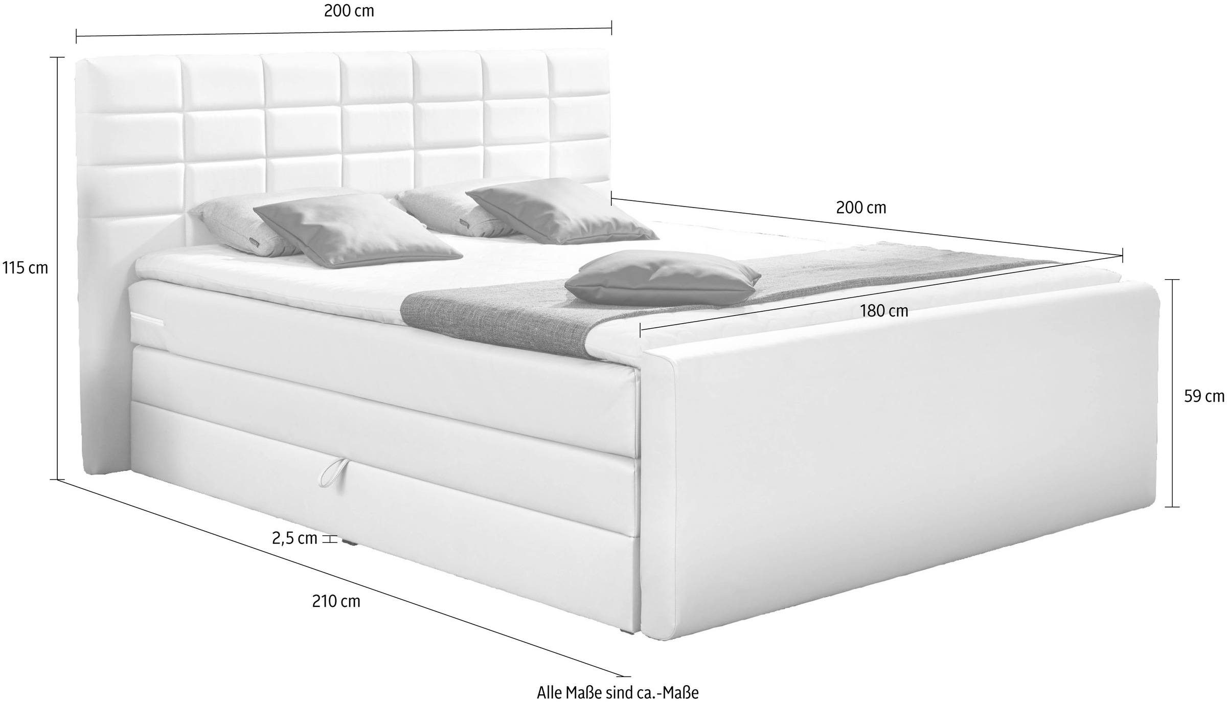 INOSIGN Boxspringbett »Lethbridge«, inkl. Bettkasten und Topper, zwei Matratzenarten in H2