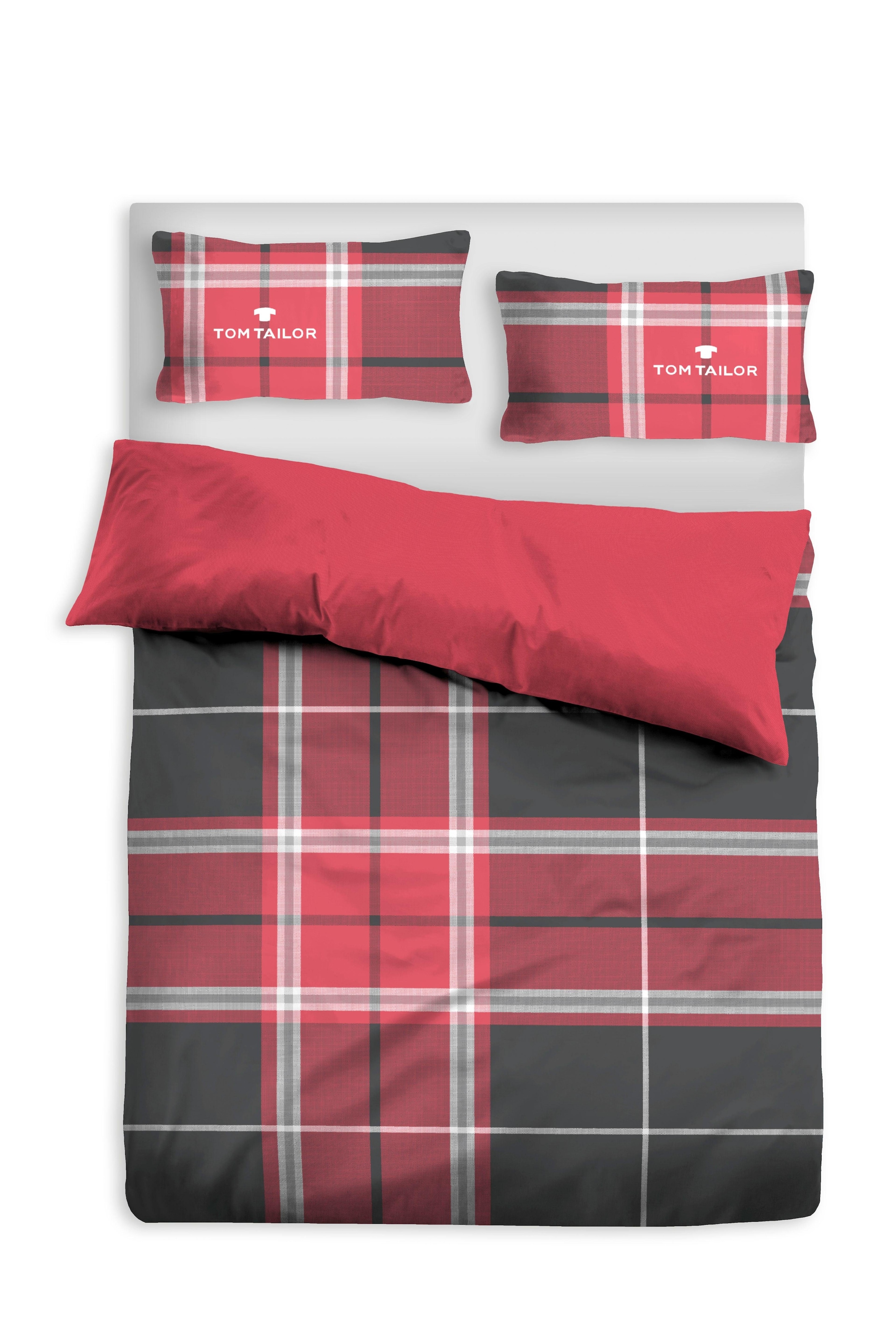 TOM TAILOR HOME Wendebettwäsche »Eric in Gr. 135x200 oder 155x220 cm«, mit Reissverschluss, mit GRATIS-Zugabe: Sportbeutel aus 100% Baumwolle