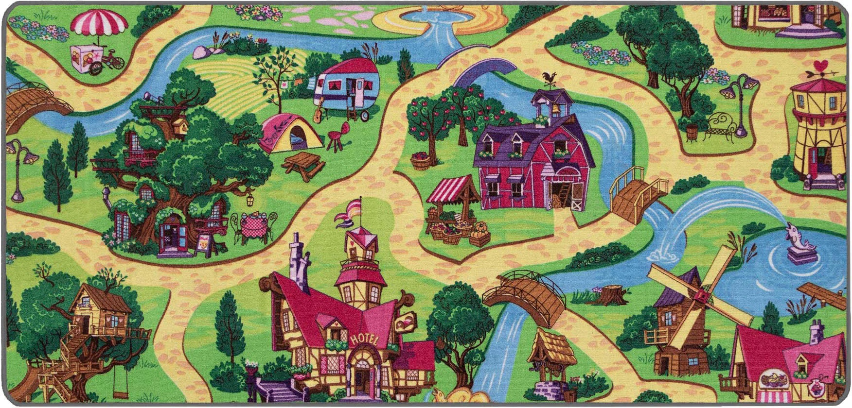 Primaflor-Ideen in Textil Kinderteppich »Spielteppich CANDY TOWN«, rechteckig, 6,5 mm Höhe, Kurzflor, Strassen-Spiel-Teppich, Kinderzimmer