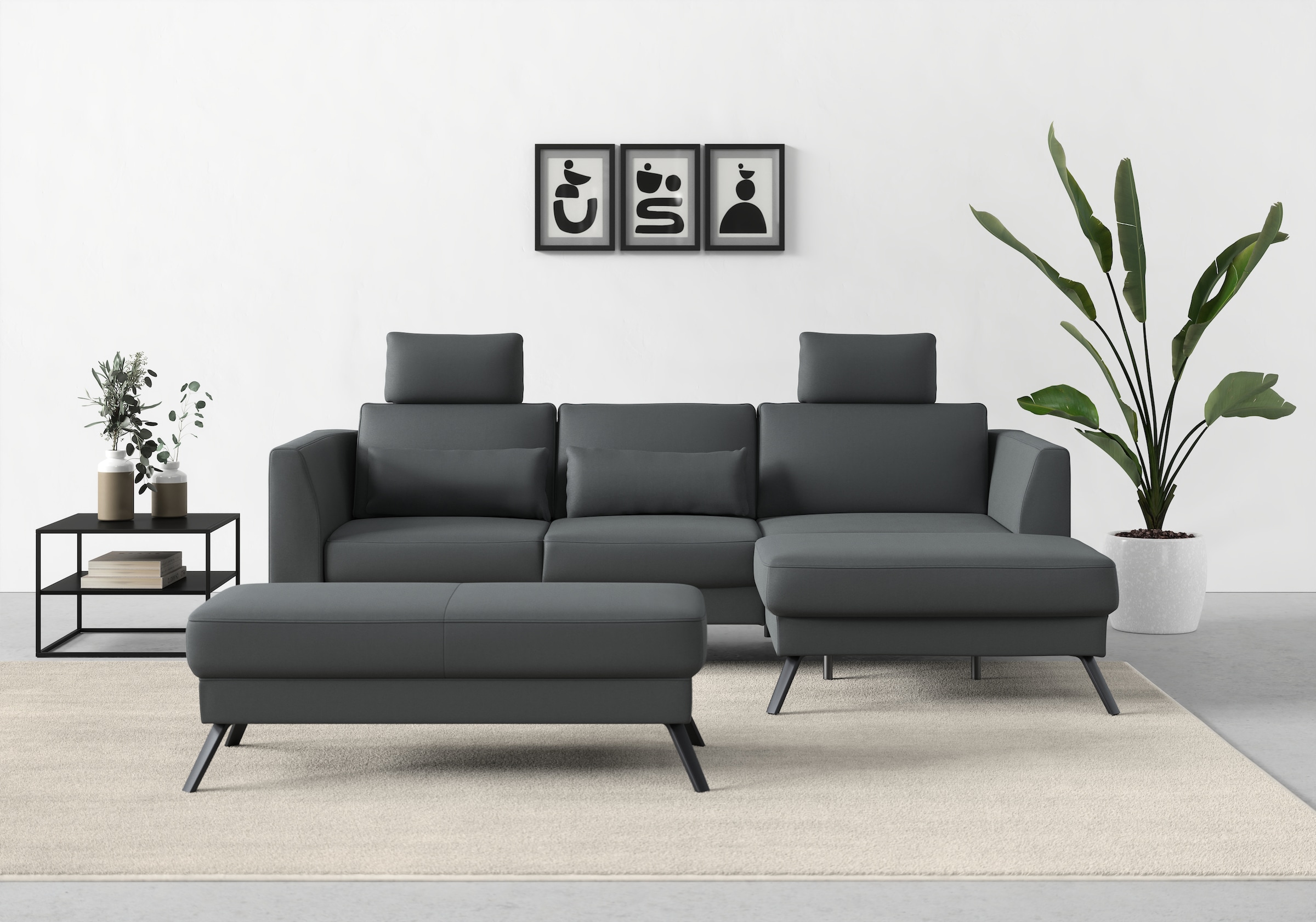 sit&more Ecksofa »Lindholm L-Form«, mit Sitztiefenverstellung und Federkern