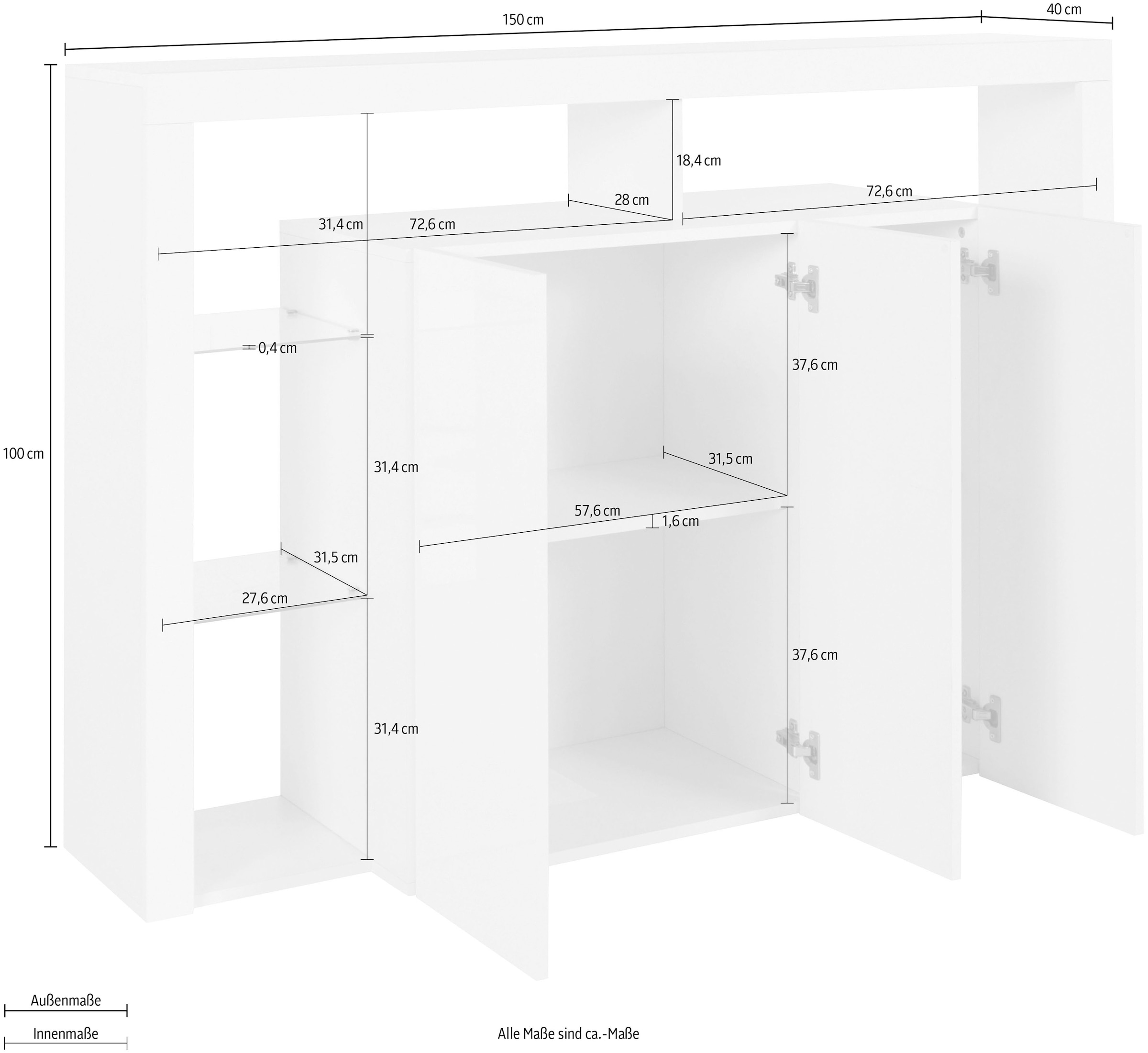 INOSIGN Highboard »Essential«, Höhe ca. 100 cm