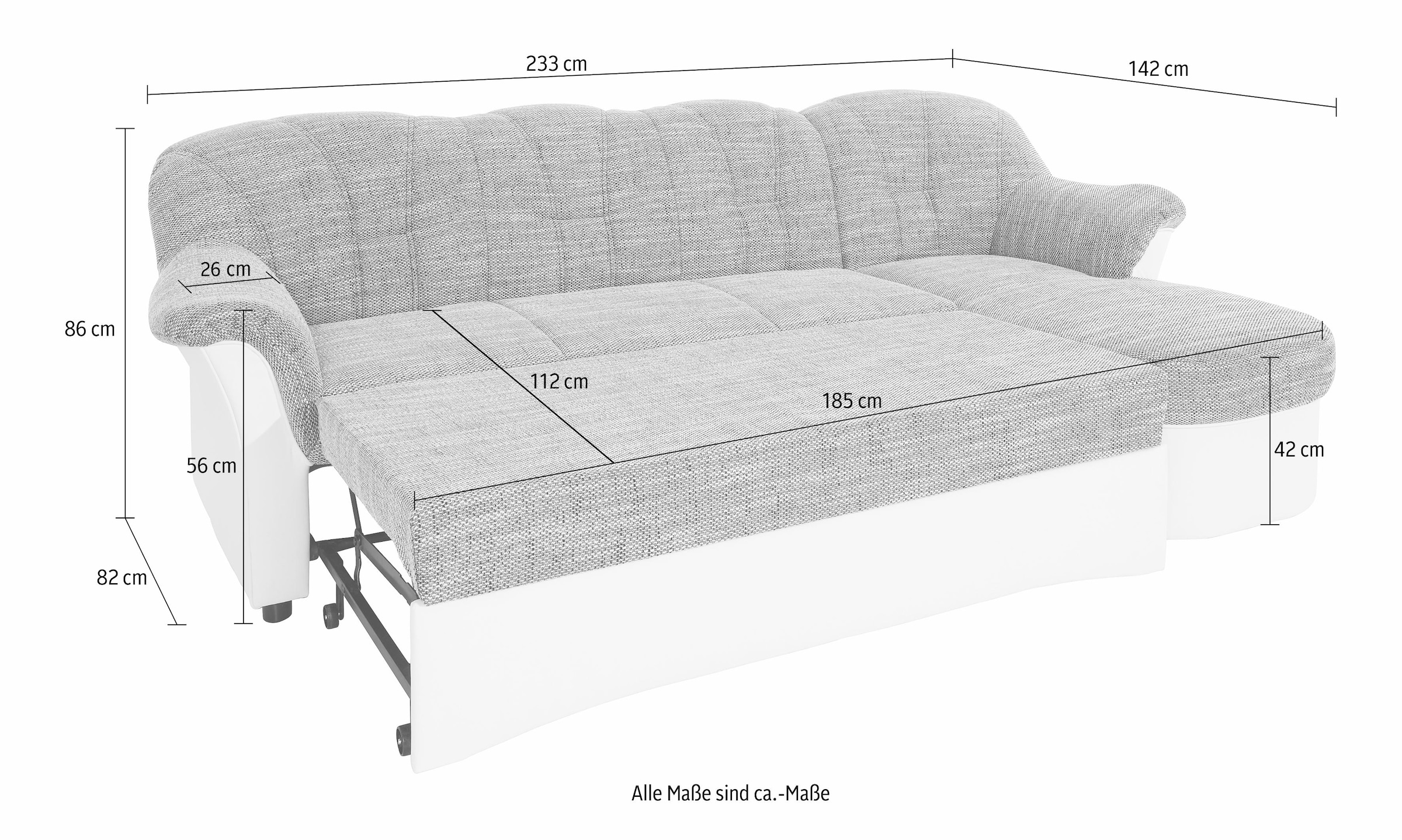 DOMO collection Ecksofa »Flores Schlafsofa, B/T/H: 233/142/86 cm, L-Form«, wahlweise mit Bettfunktion, wahlweise mit Federkern, auch in Leder