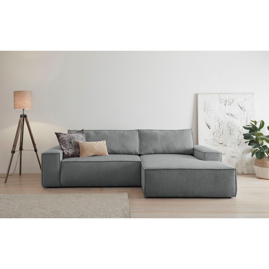 Ecksofa SHERWOOD Schlafsofa, mit Bettkasten, Cord-Bezug