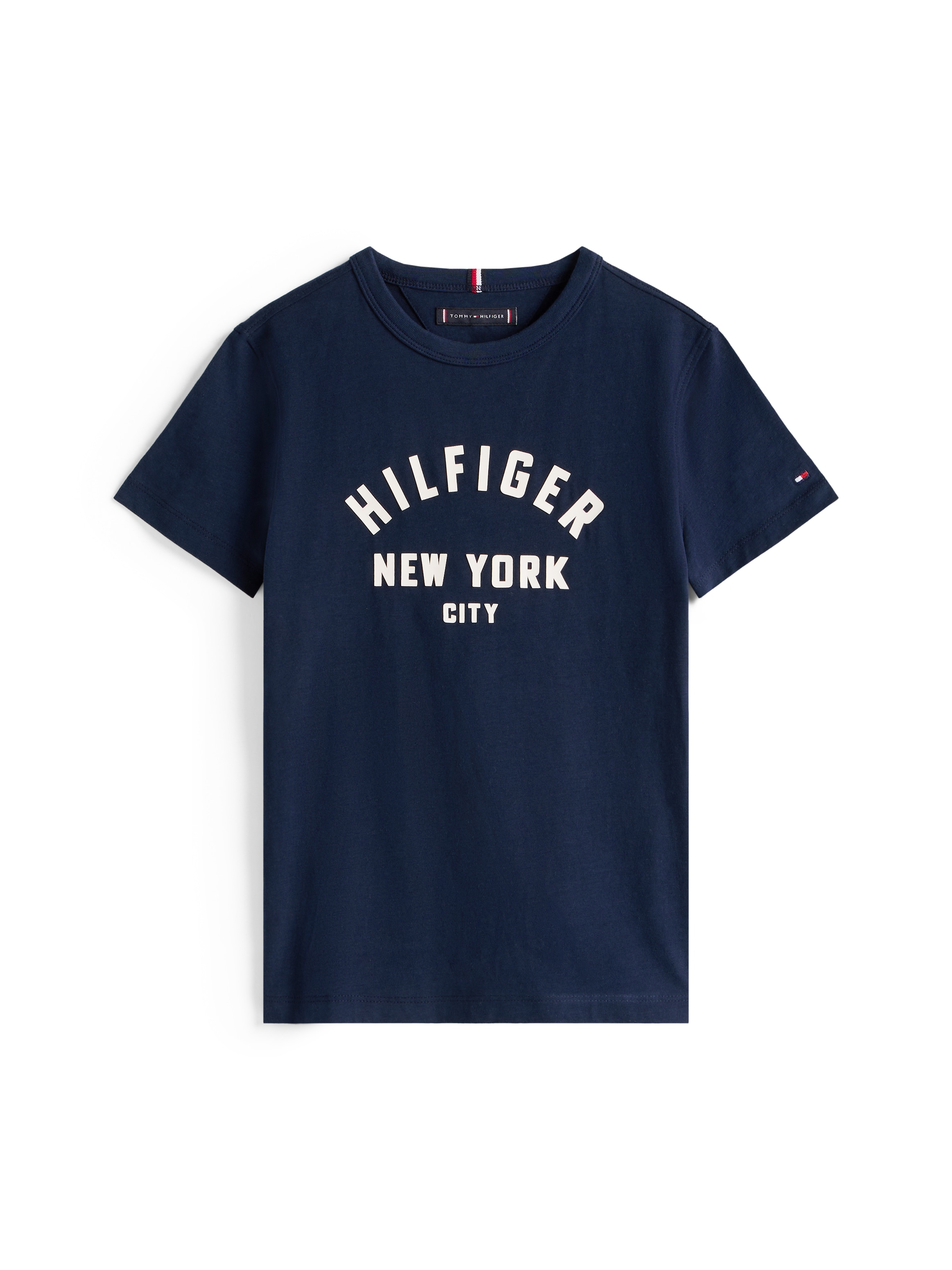 Tommy Hilfiger T-Shirt »CURVED HILFIGER GRAPHIC TEE SS«, für Kinder bis 16 Jahre, grosser Logo-Print
