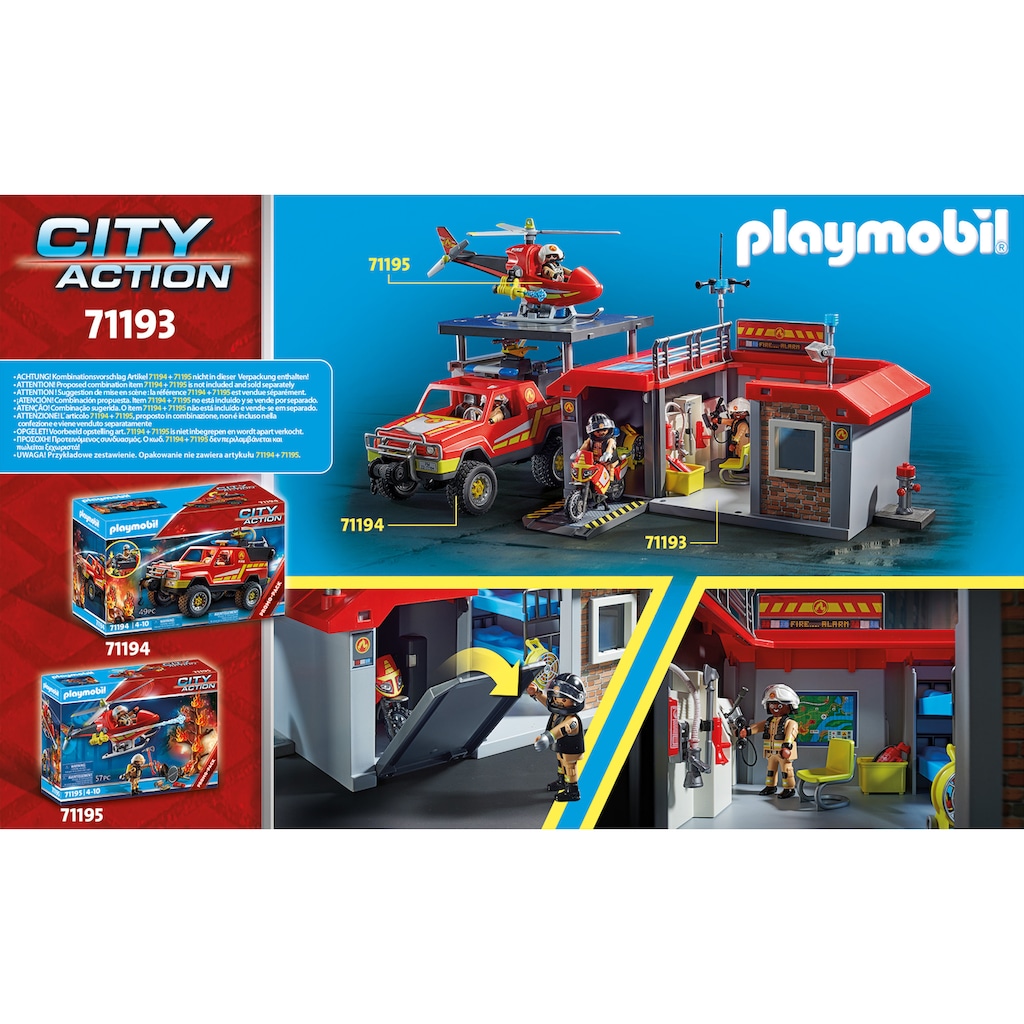 Playmobil® Konstruktions-Spielset »Feuerwehrstation (71193), City Action«, (61 St.)