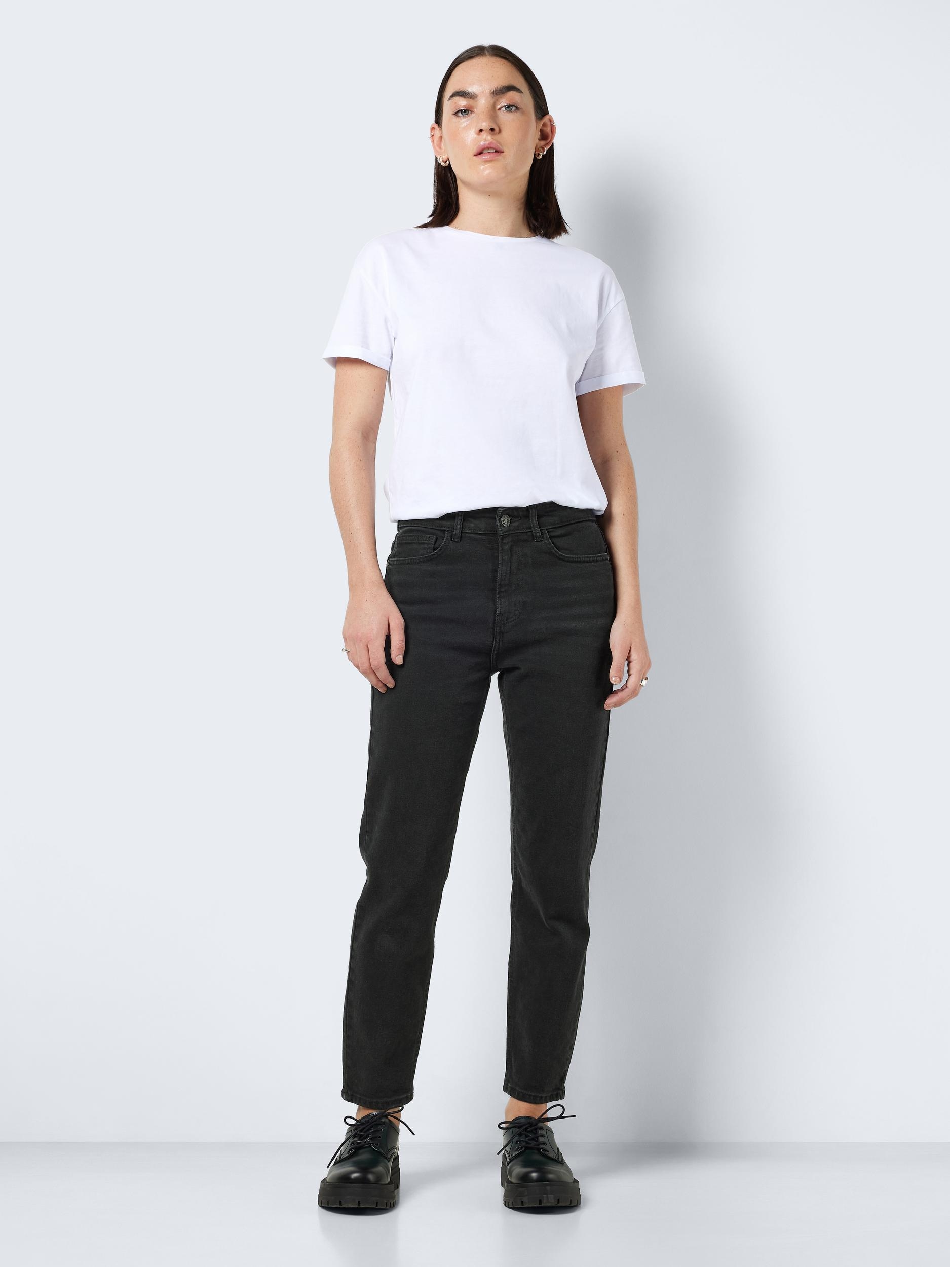 Noisy may Straight-Jeans »NMMONI HW STRAIGHT ANK BLACK JEANS NOOS«, mit offenem Saum