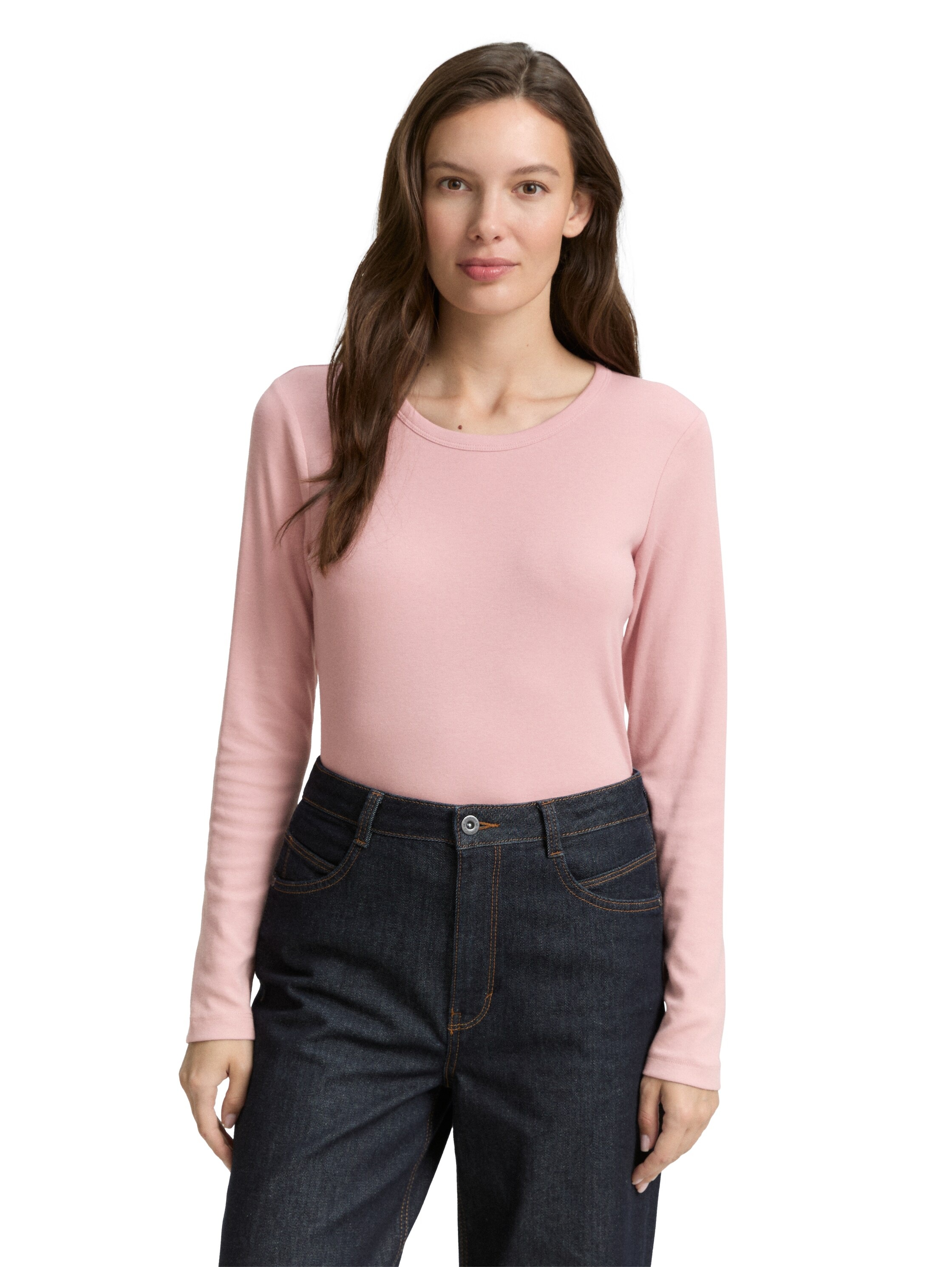 TOM TAILOR Langarmshirt mit Rundhalsausschnitt und Stretch