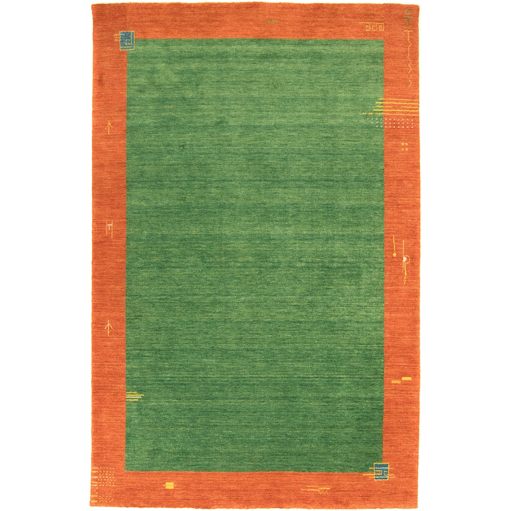 morgenland Wollteppich »Gabbeh Teppich handgewebt grün«, rechteckig, Kurzflor