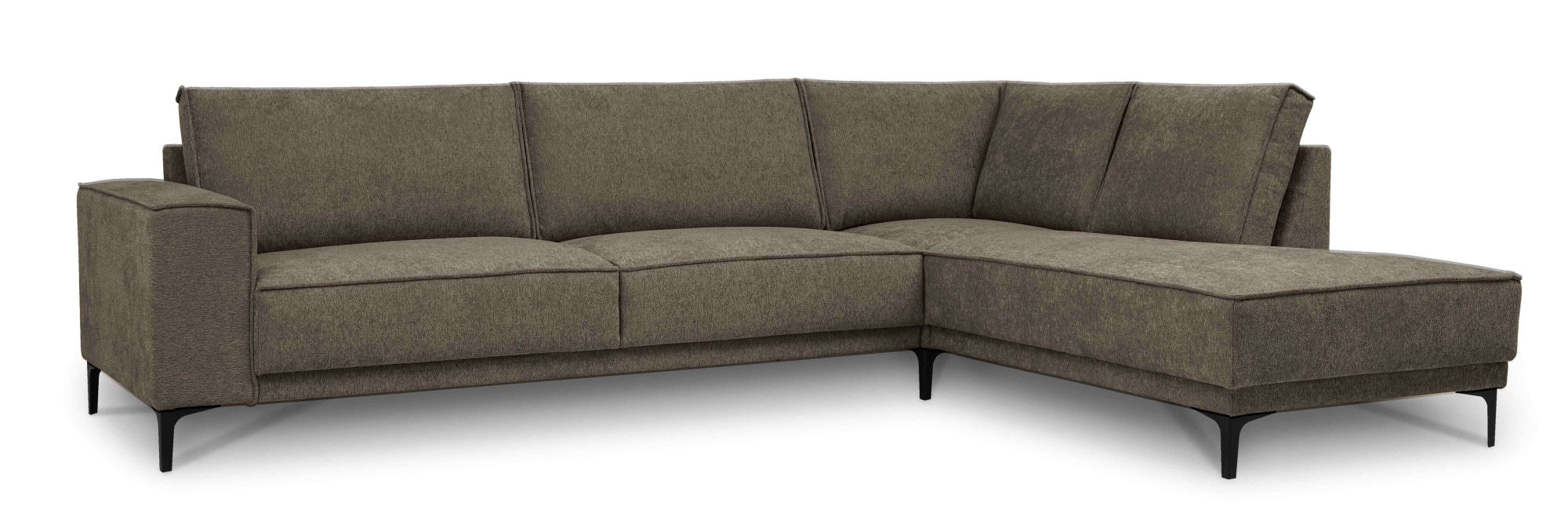 Places of Style Ecksofa »Polsterecke Oland, Struktur, Flachgewebe, Luxus-Microfaser, Boucle«, L-Form, 289 cm, Wellenunterfederung, Skandi-Design, Metallfüsse