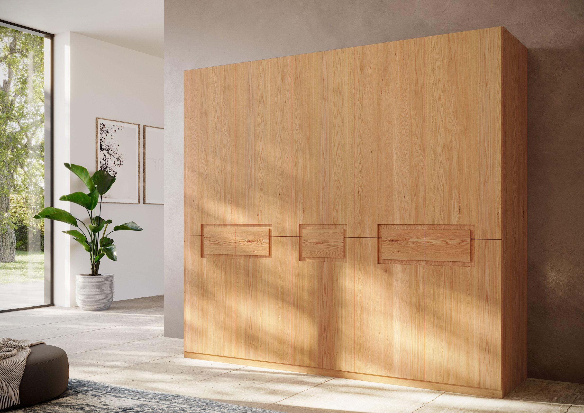 Home affaire Kleiderschrank »Léopoldine aus Kernbuche, erhältlich in verschiedenen Breiten« Massivholz-Kleiderschrank, im 50 cm Raster planbar