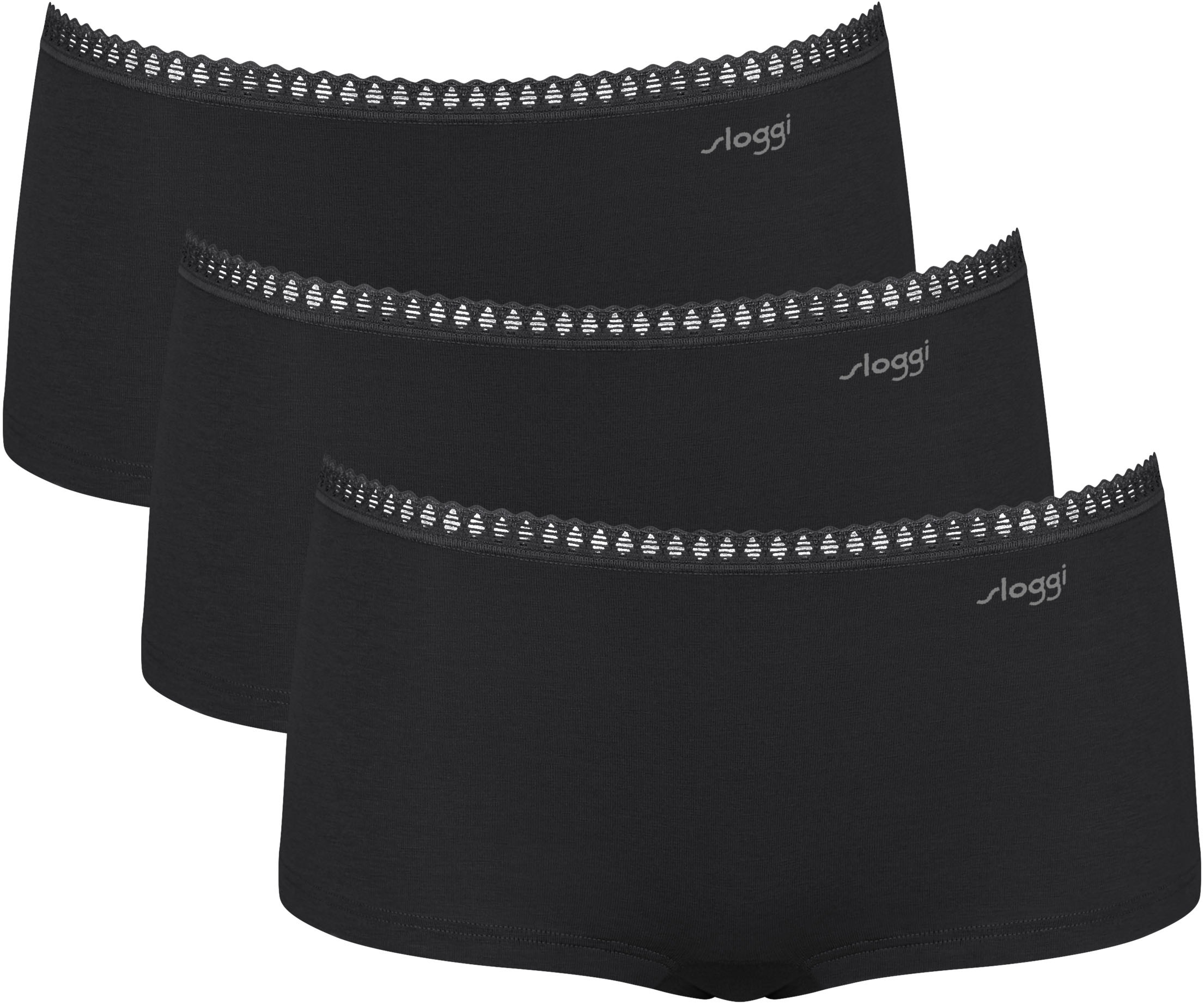 sloggi Retro Pants »GO Crush« 3er Pack, Spitzendetails, Multipack, Baumwollmix, weich
