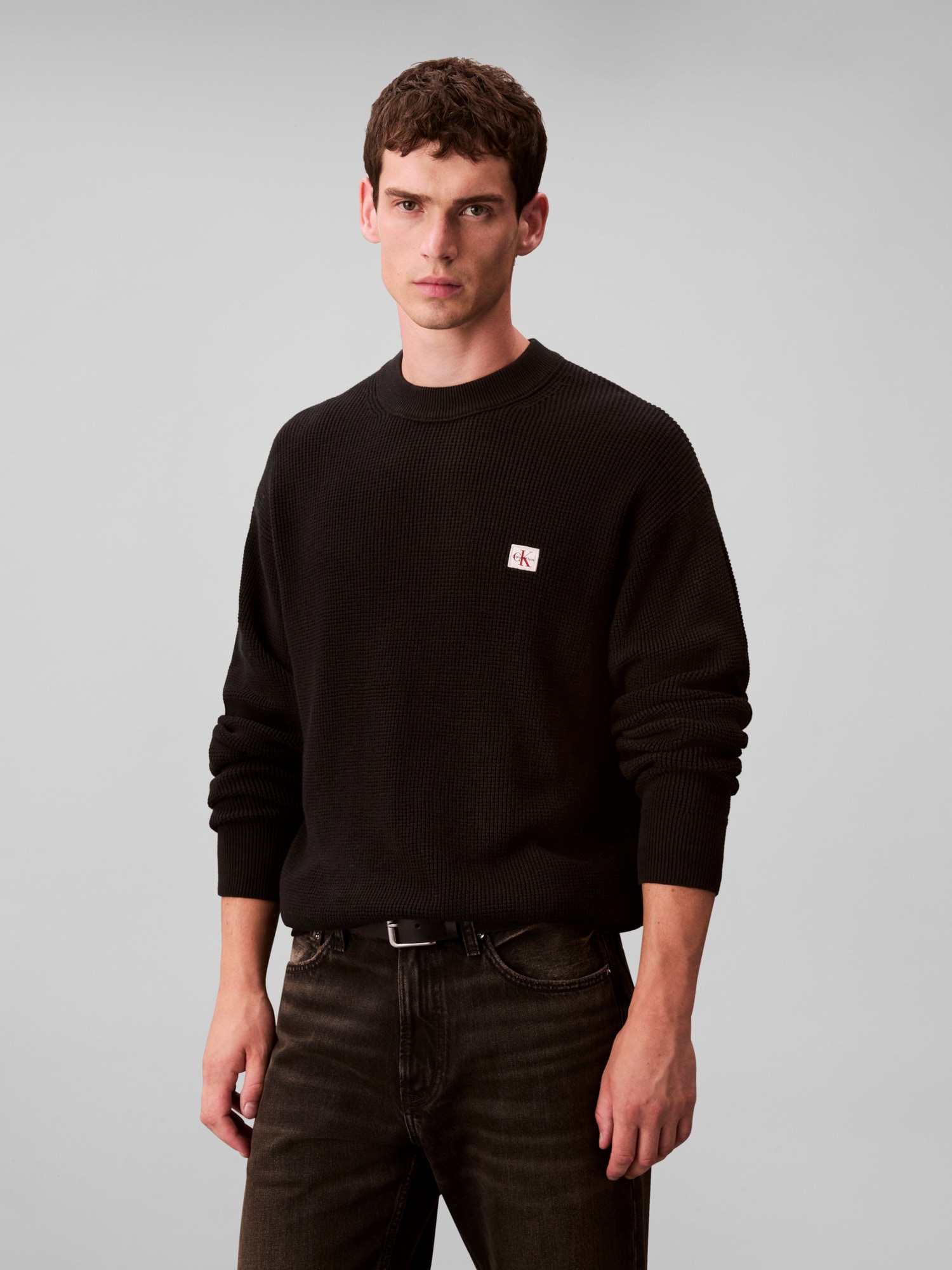 Calvin Klein Jeans Rundhalspullover »LS EZ COTTON WAFFLE CRWNK SWTR 9« Rundhalsausschnitt, regular fit