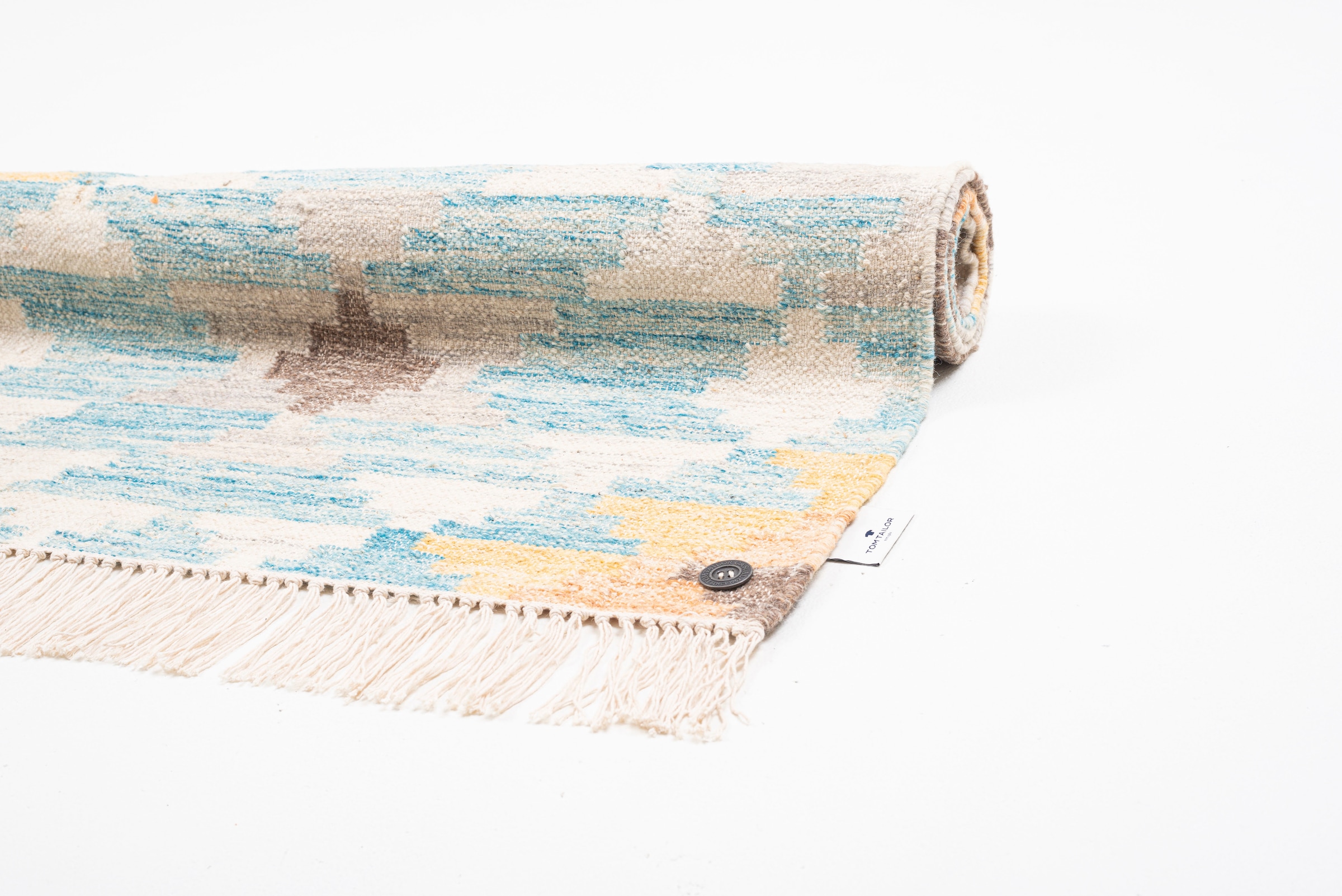 TOM TAILOR HOME Teppich »Check Kelim«, rechteckig, 5 mm Höhe, handgewebt, mit Fransen, Boho-Style