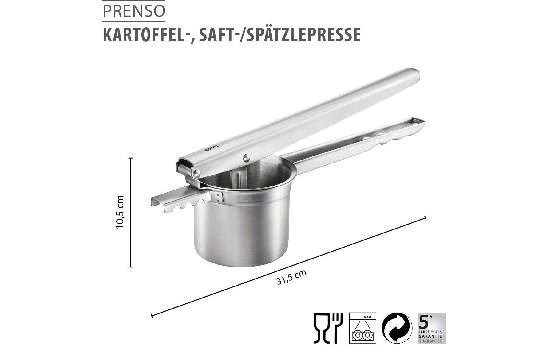 Gefu PRENSO Multi-Function Potato Masher & Food Press in Silver