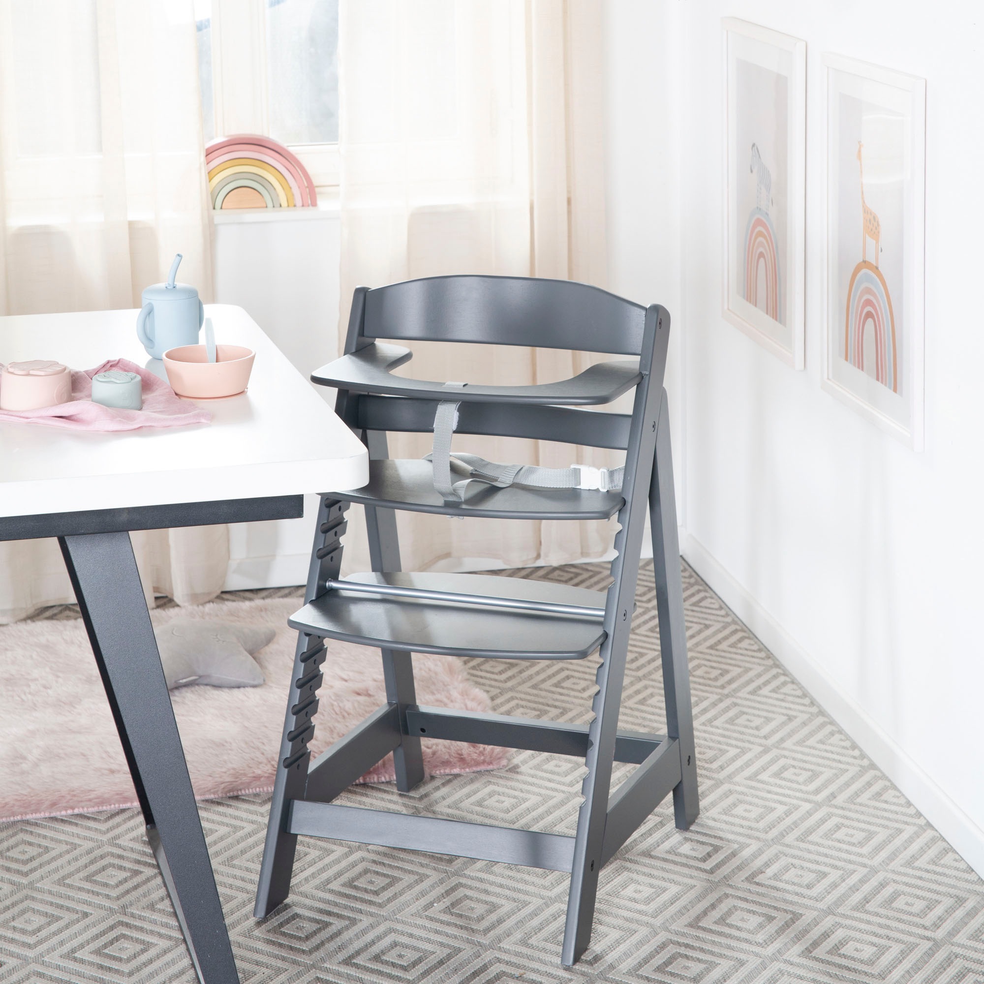 roba® Hochstuhl »Treppenhochstuhl Sit Up Click 'N' Flex, anthrazit«, aus Holz