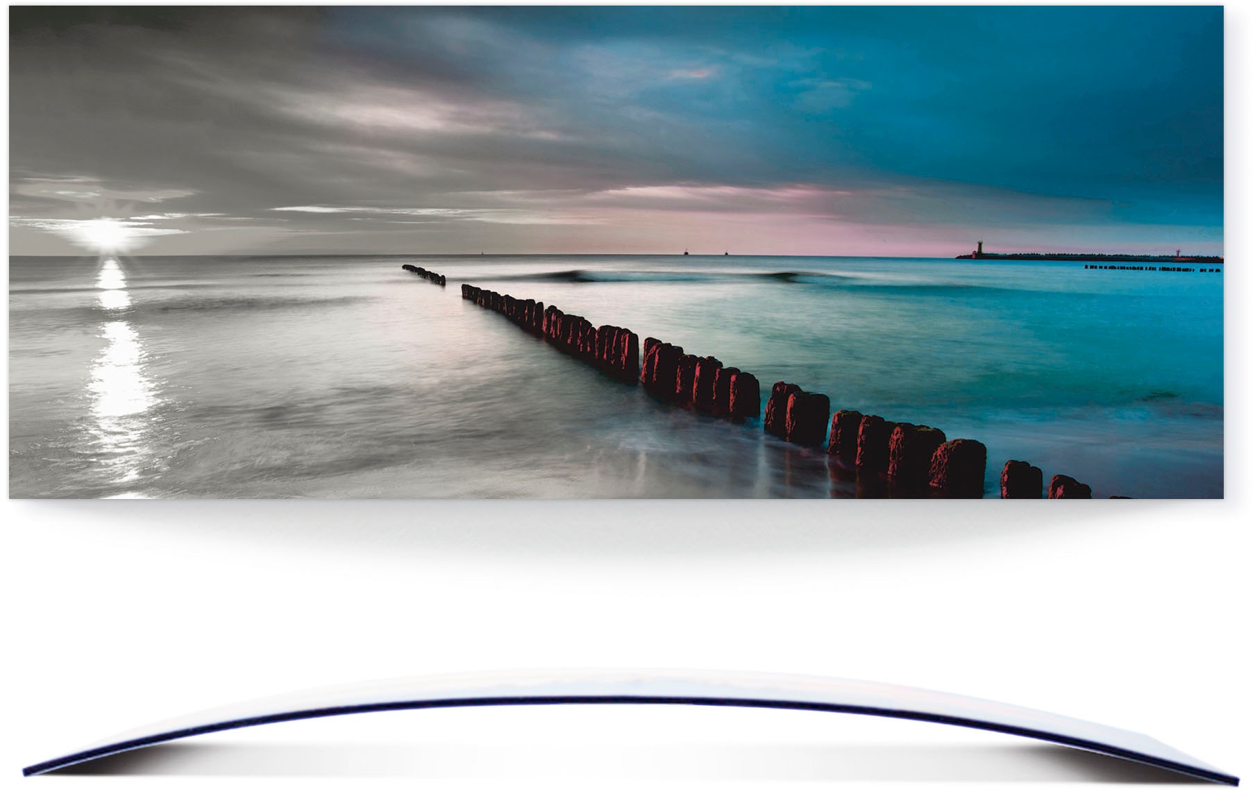 Gewässer, gebogen mit | Sonnenaufgang 3D Artland St.), online (1 kaufen Jelmoli-Versand Optik »Ostsee s/w«, Wandbild