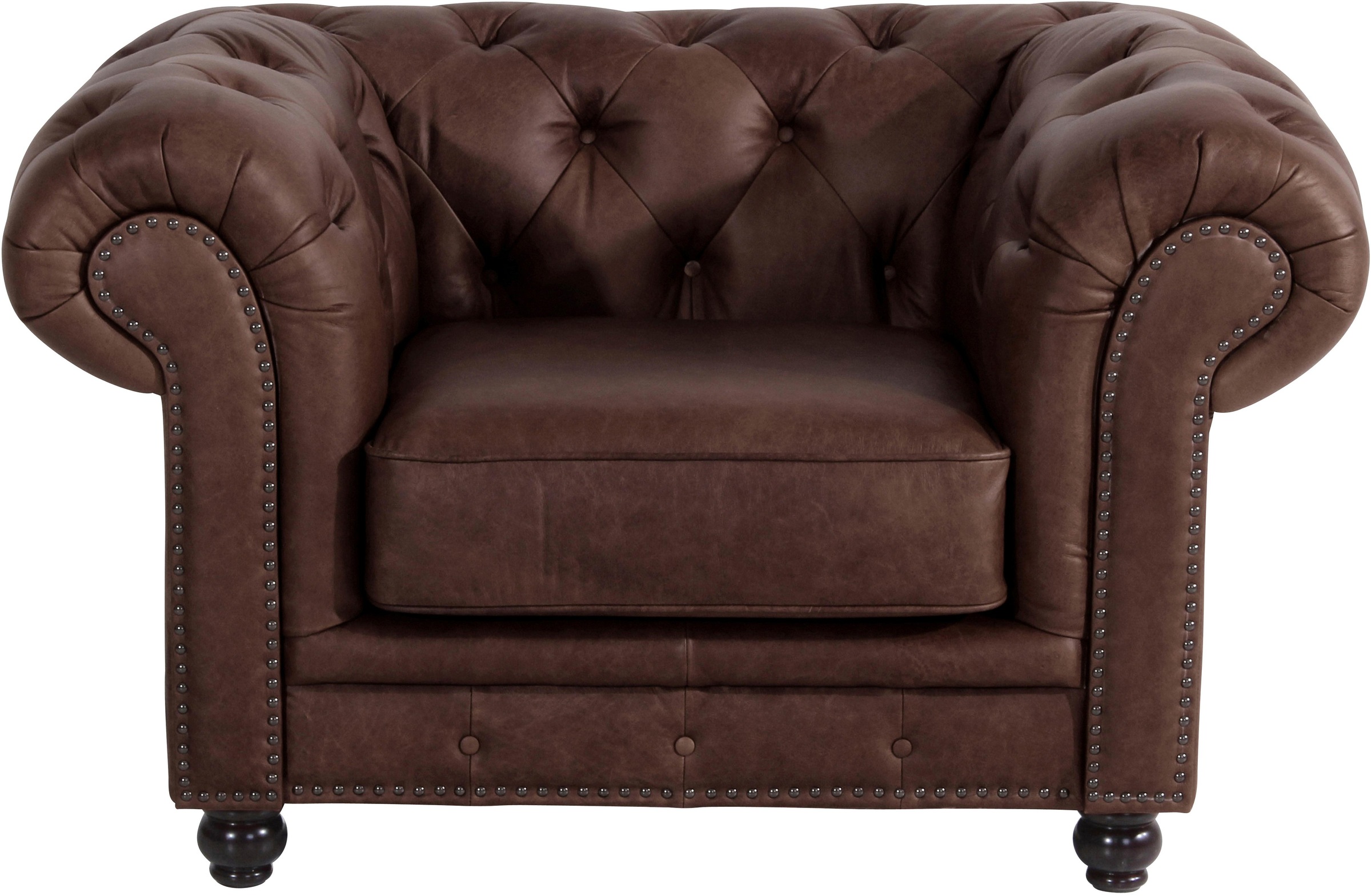 Max Winzer® Chesterfield-Sessel »Old England, Loungesessel, bequem, mit tollen Details«, Ledersessel mit Knopfheftung & Ziernägeln