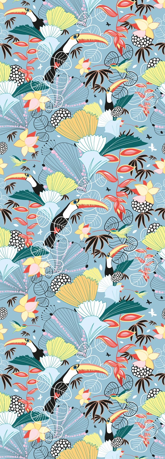 queence Vinyltapete "Ferbine" Motiv  bedruckt  botanisch  floral  gemustert  natürlich glatt 90x250cm, selbstklebend, kinderleichte Anbringung, Sticker