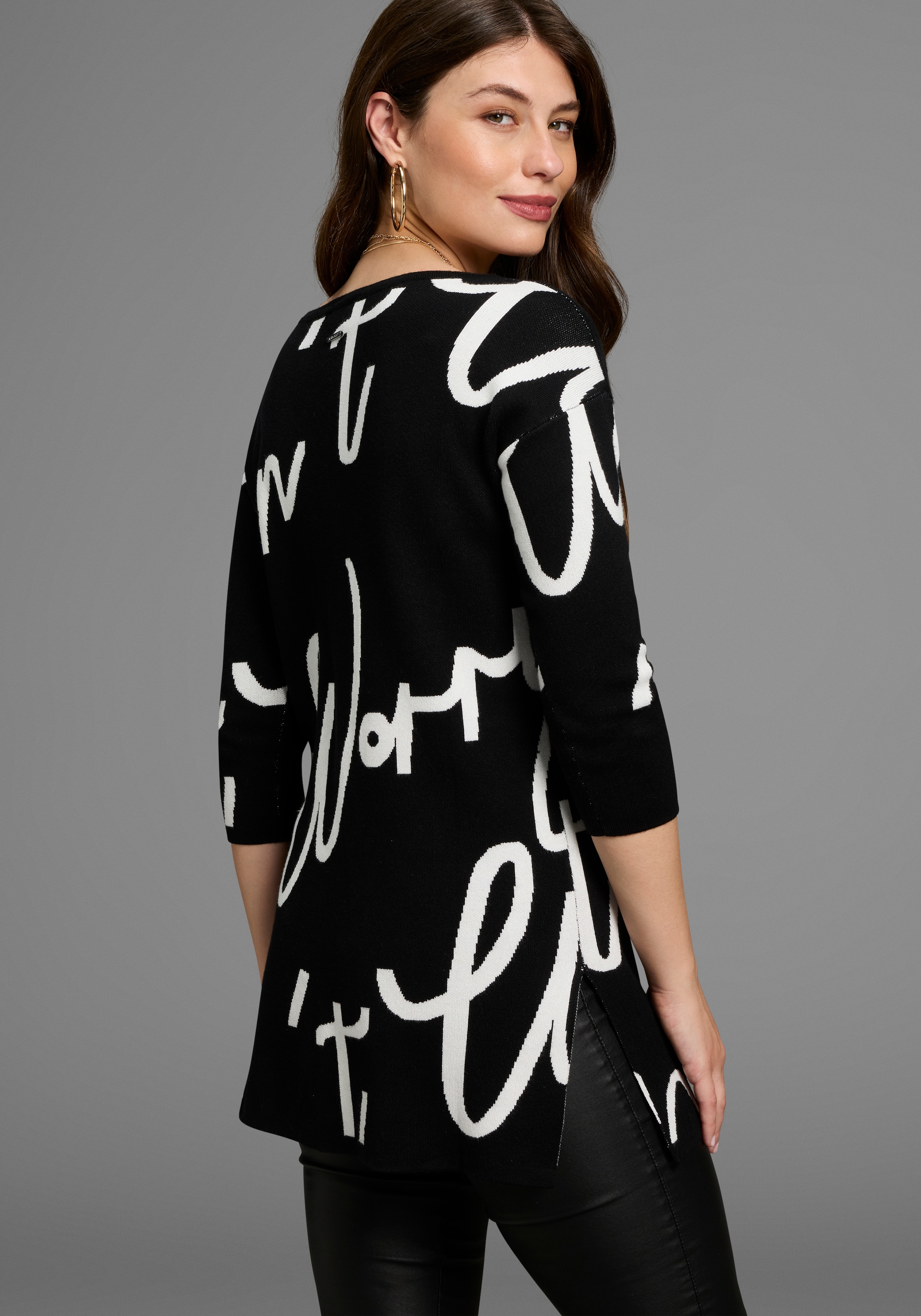 Laura Scott Jacquardpullover, mit Schriftmuster