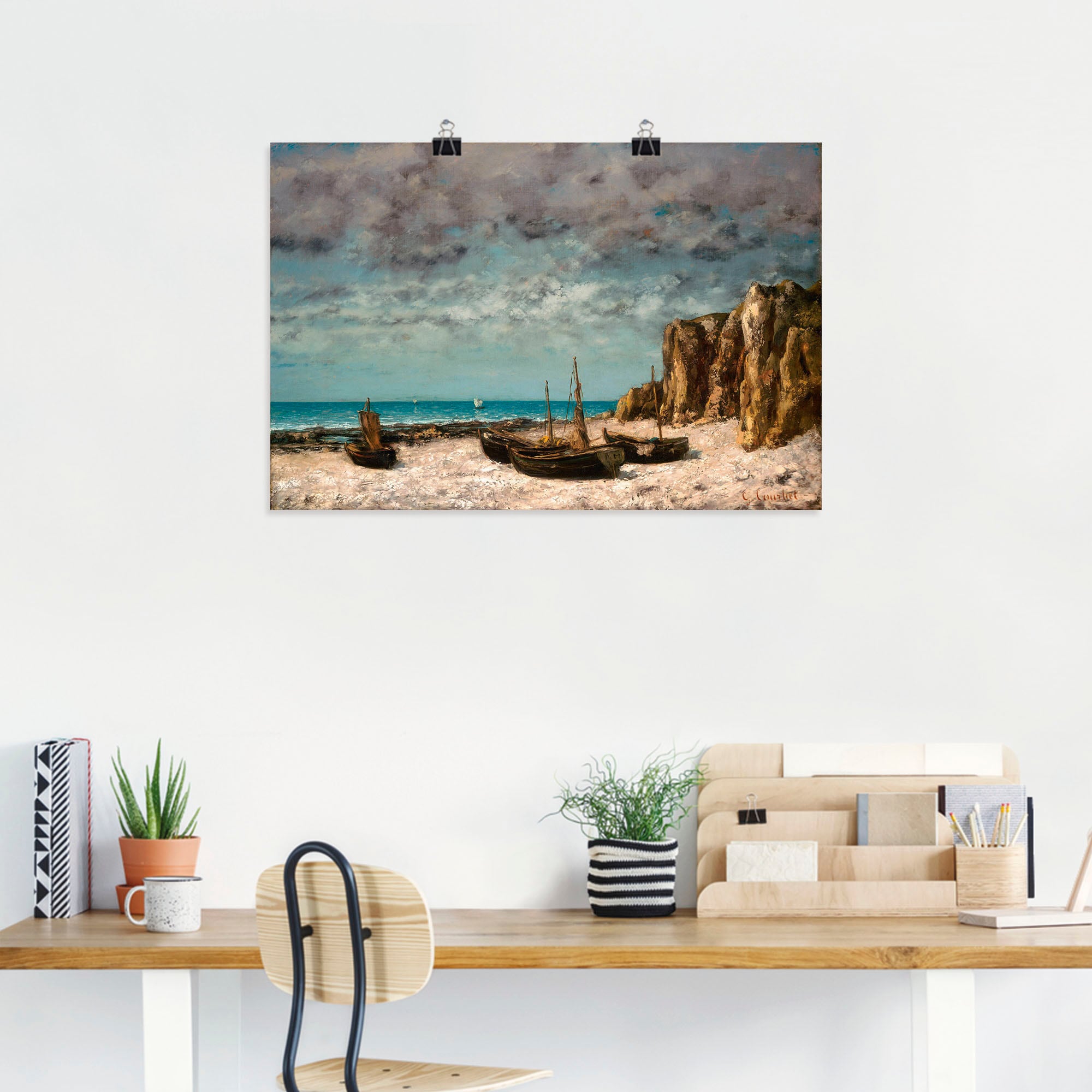 Artland Wandbild »Boote am Strand von Etretat. Um 1872/75«, Bilder von Booten & Schiffen, (1 St.), in vielen Grössen & Produktarten - Alubild, Leinwandbild, Poster, Wandaufkleber