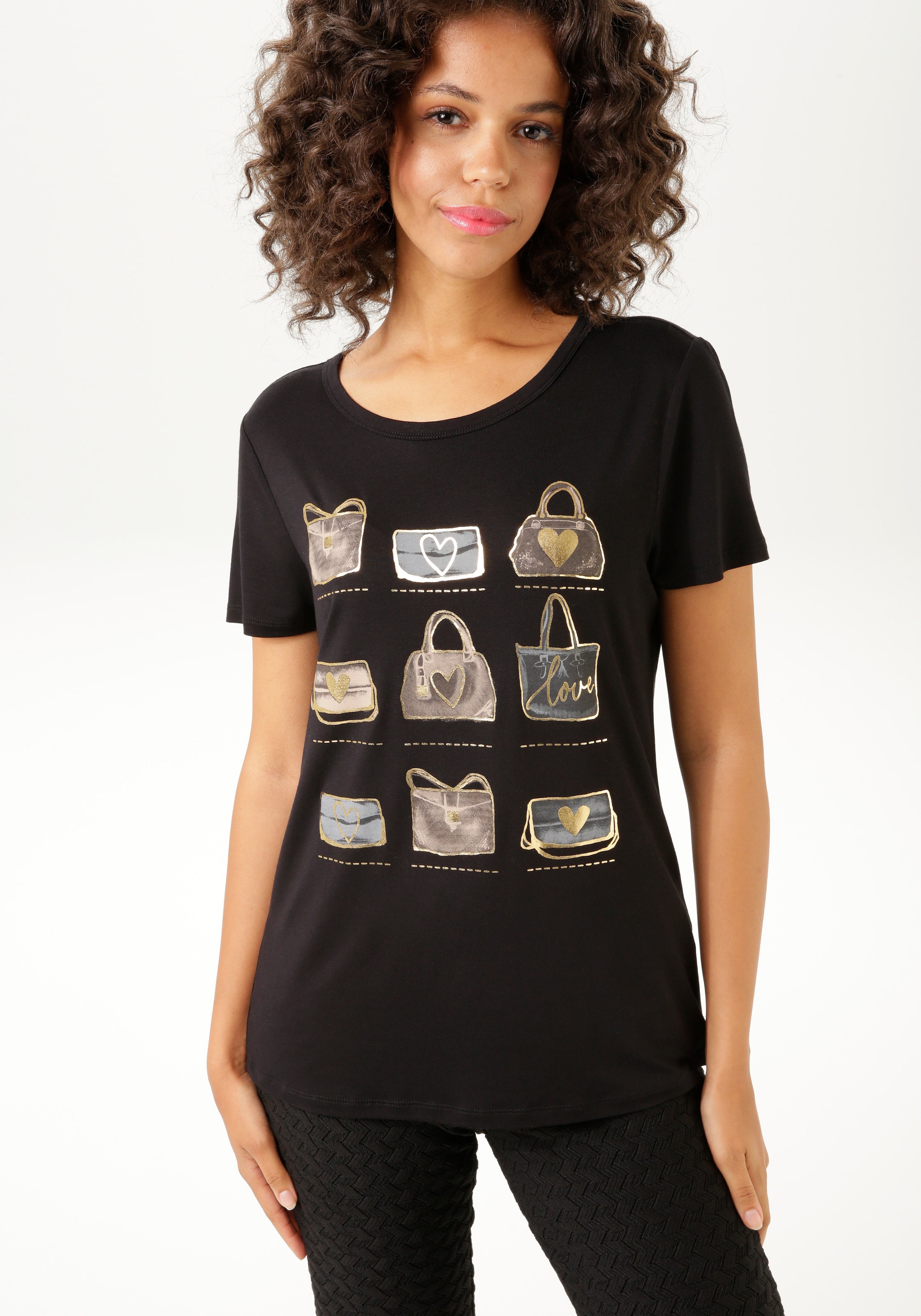 Aniston CASUAL T-Shirt, Frontdruck, teilweise mit glitzerndem Folienprint -  NEUE KOLLEKTION online kaufen bei Jelmoli-Versand Schweiz