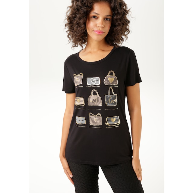Aniston CASUAL T-Shirt, Frontdruck, teilweise mit glitzerndem Folienprint -  NEUE KOLLEKTION online kaufen bei Jelmoli-Versand Schweiz