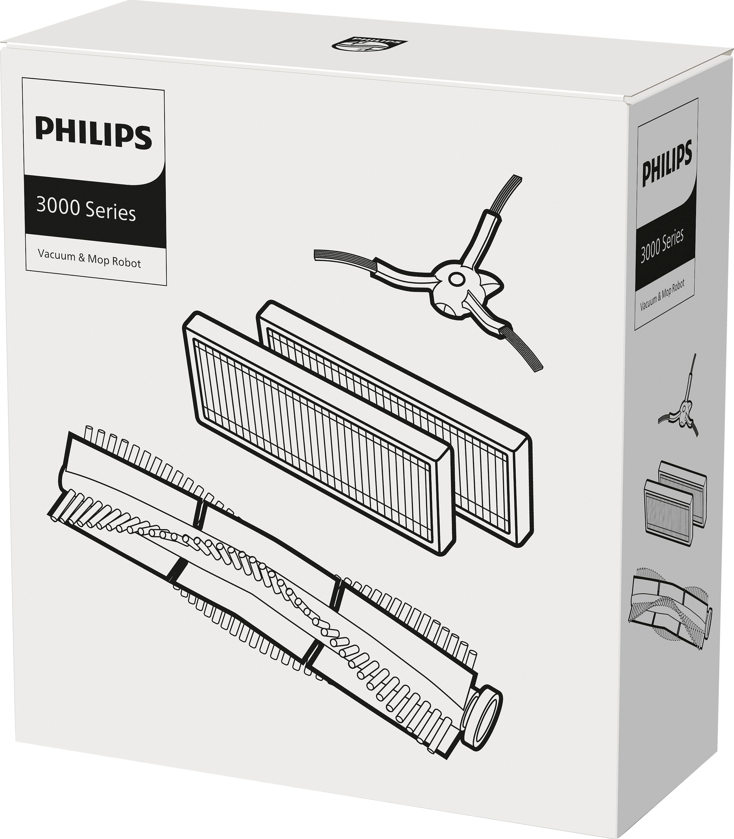 Philips Bodenwischer-Set »XV1433/00« für Saugroboter XU3000/02, XU3110/02 mit 2x Filter, 1x Seitenbürsten