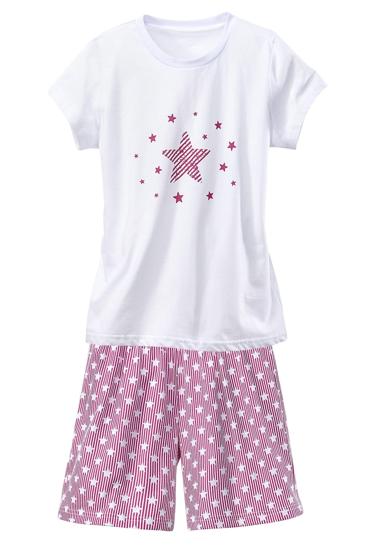 petite fleur Shorty, (Set, 4 tlg., 2 Stück), modischer Sternendruck auf den Shirts und Hosen
