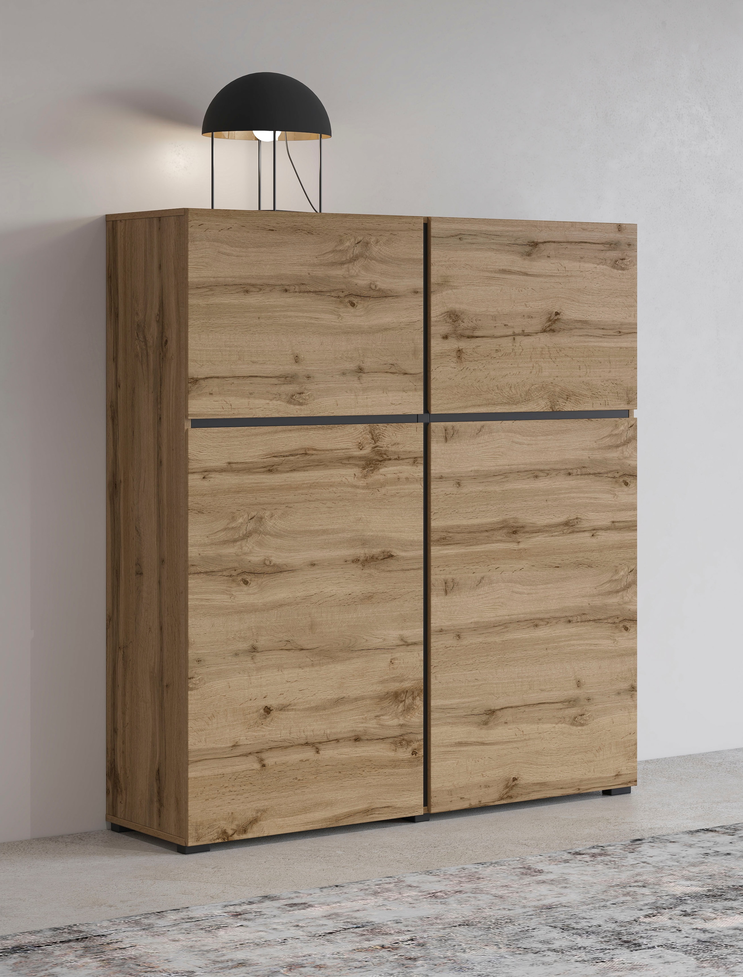 INOSIGN Highboard »Cross, moderne grifflose Hochkommode mit 4 Türen,Türkommode«, Hochschrank, Höhe 139 cm mit viel Stauraum, Einlegeböden verstellbar